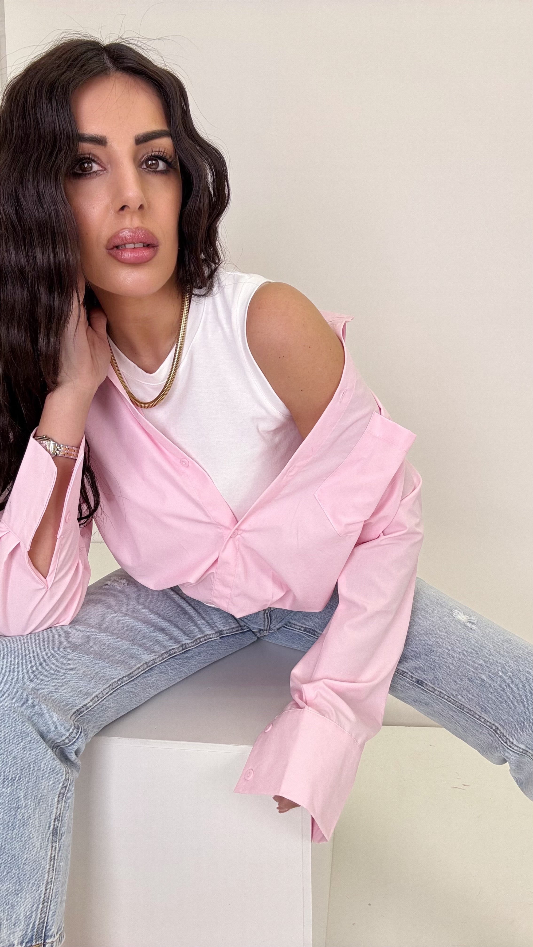 Camicis con canotta integrata pink