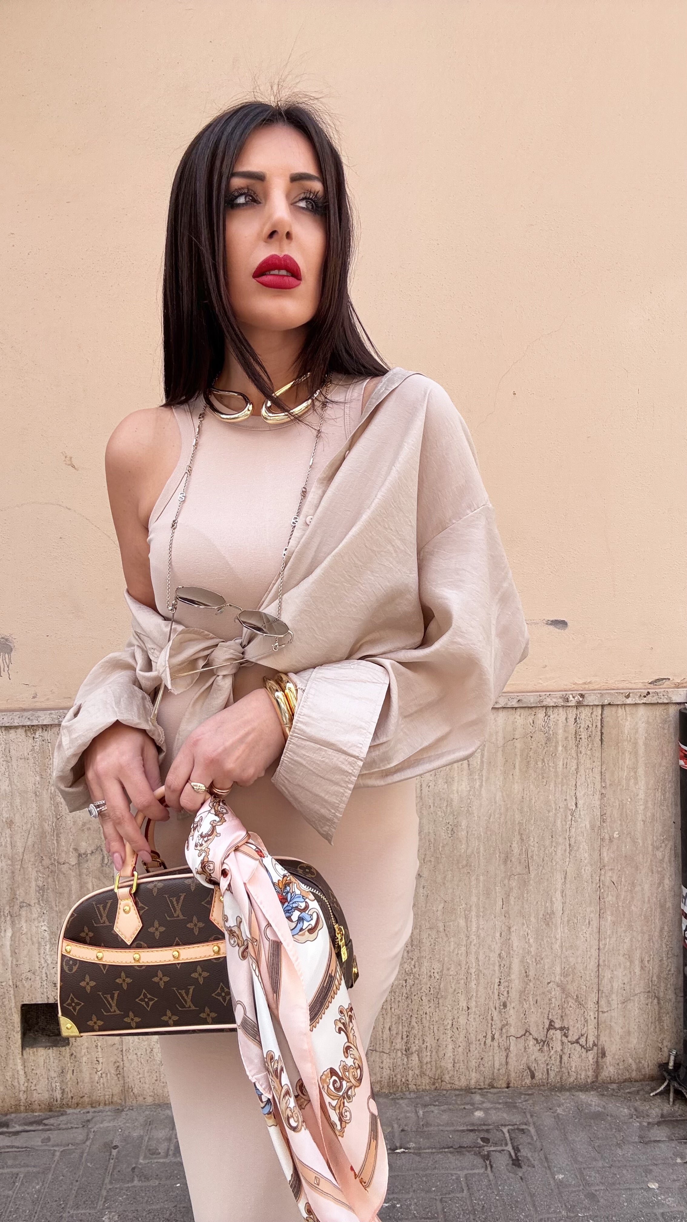 Maxi camicia extra light sabbia
