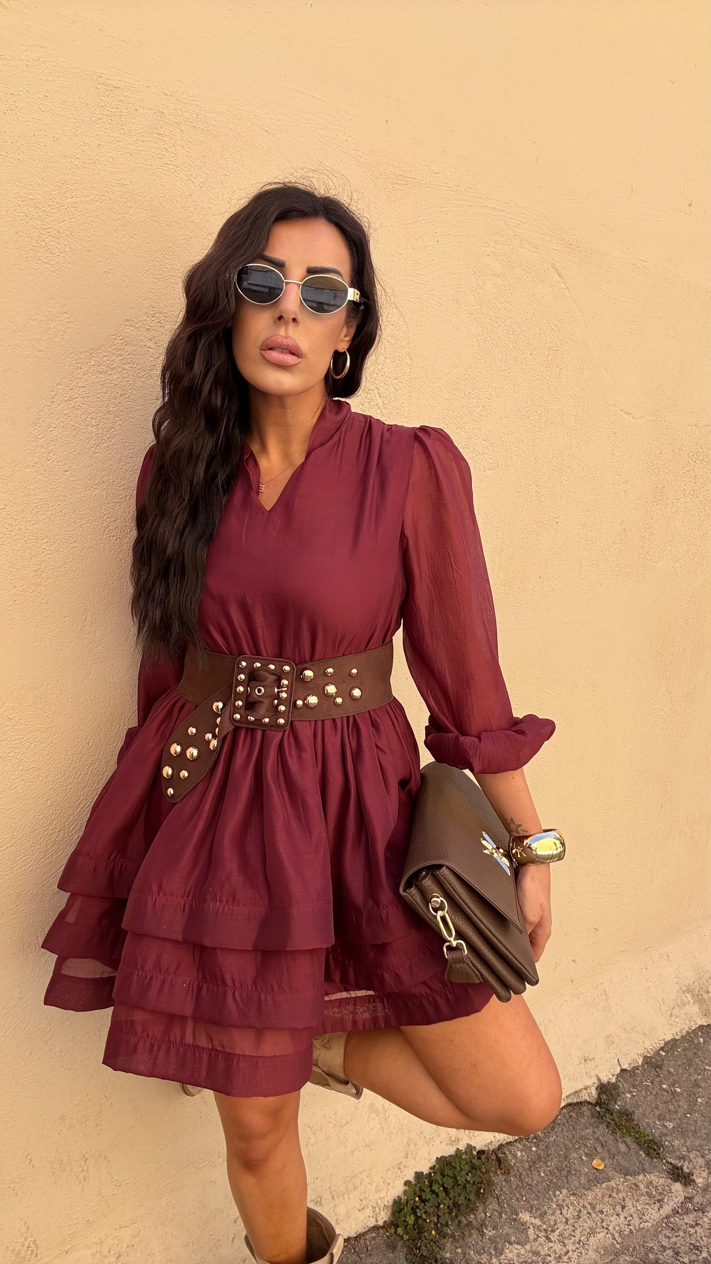 Abito chiffon bordeaux