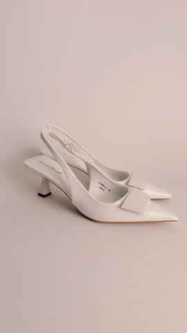 Slingback in vernice white
