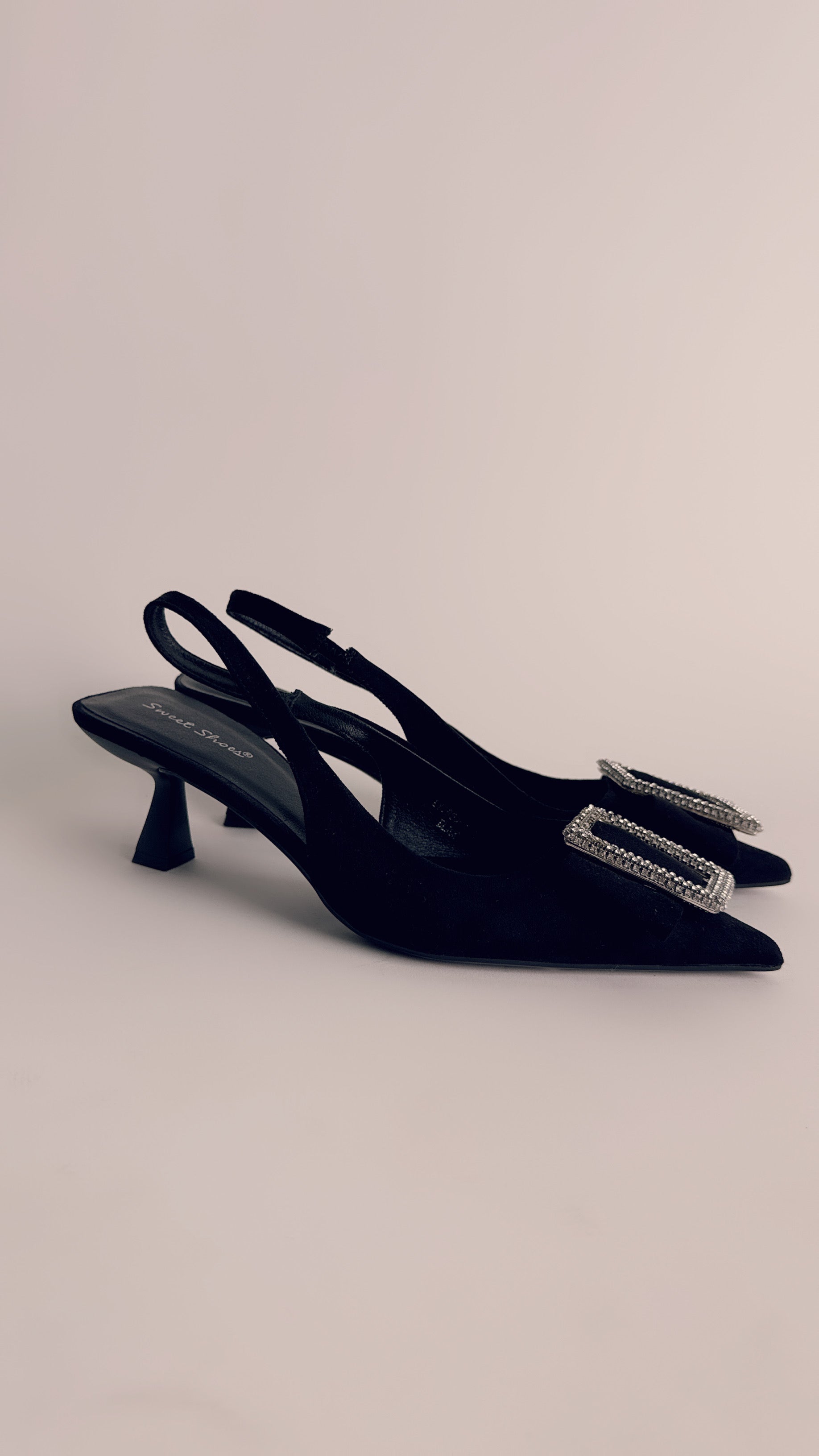 Slingback camoscio nera