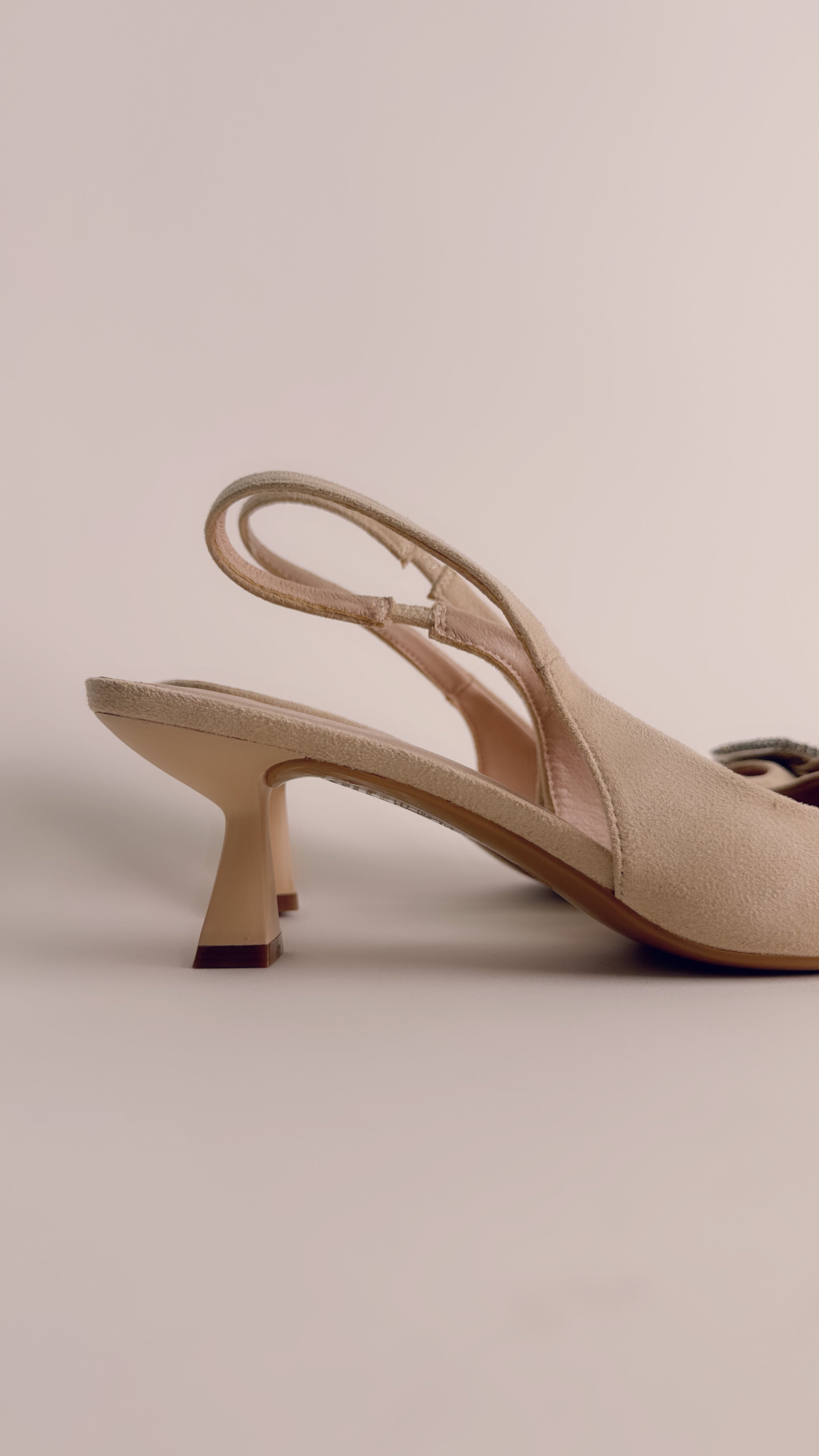 Slingback camoscio beige