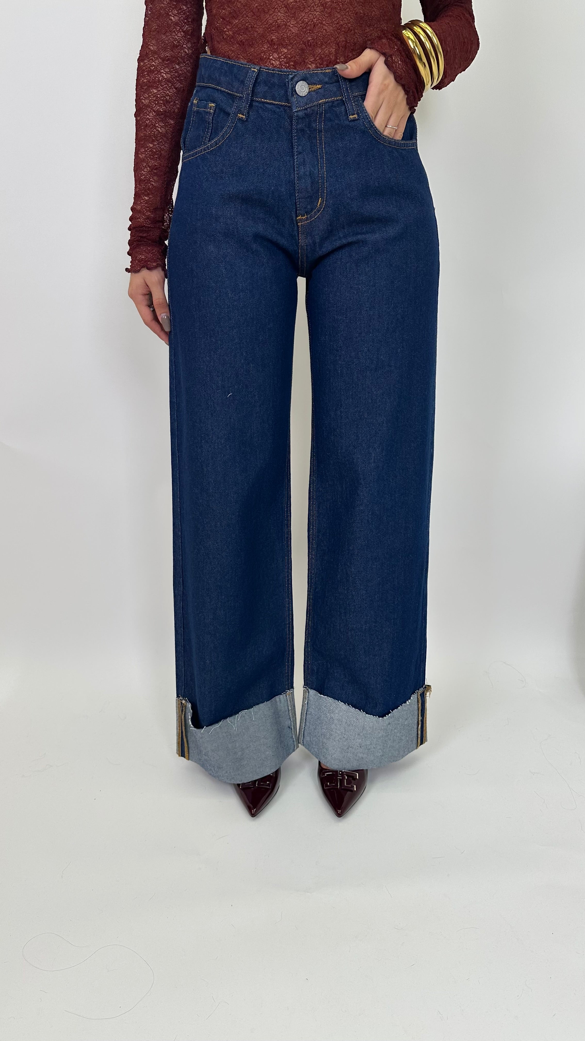 Denim blue con piegone