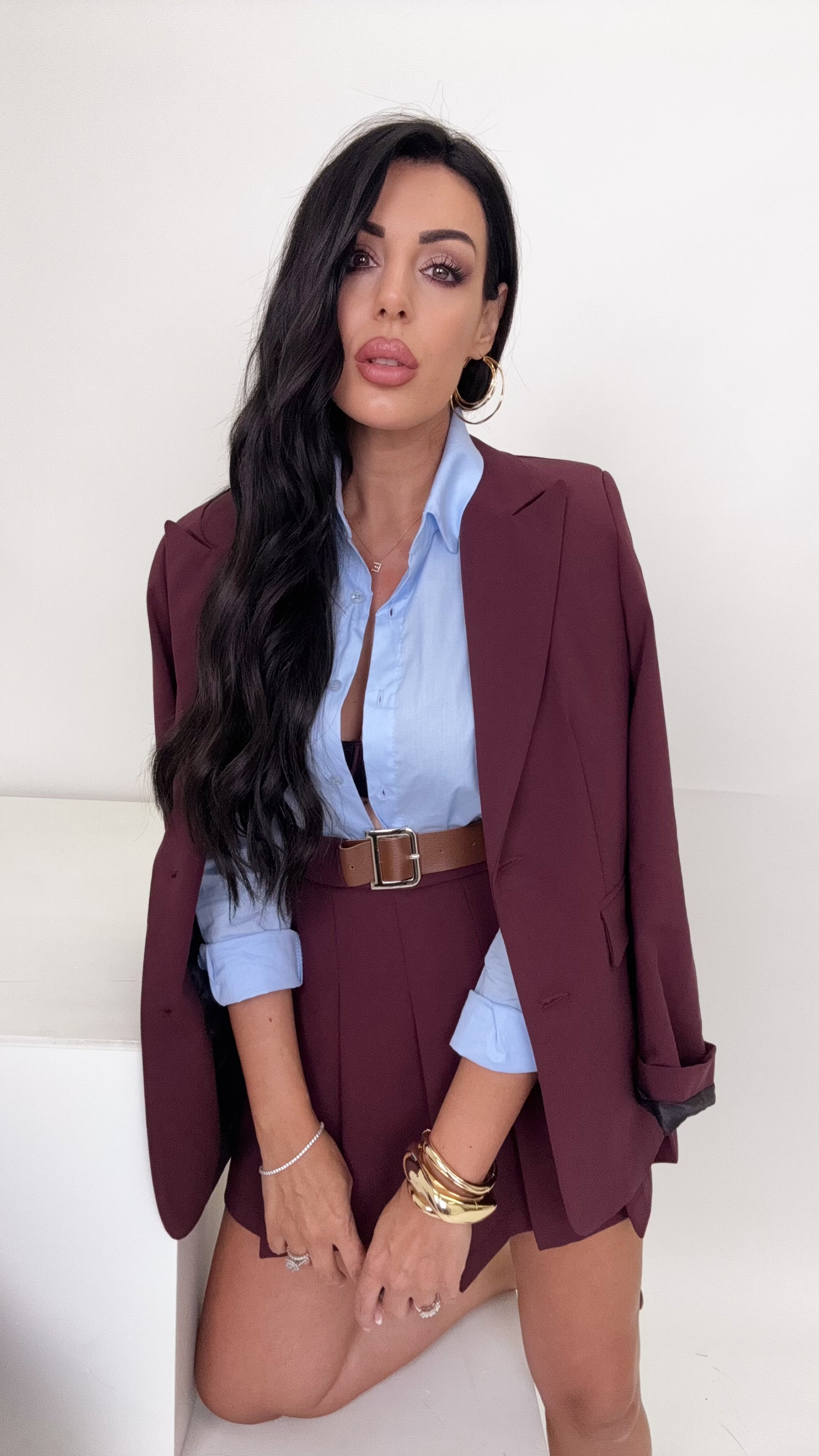 Tailleur con gonna bordeaux by lumina