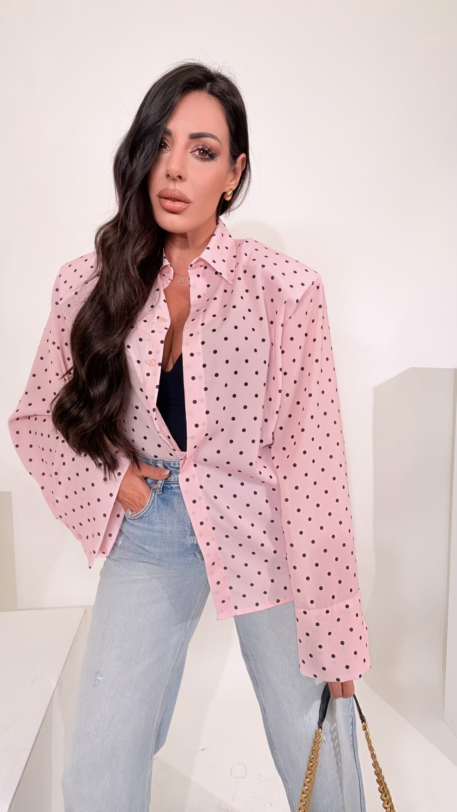 Camicia top pois Pink