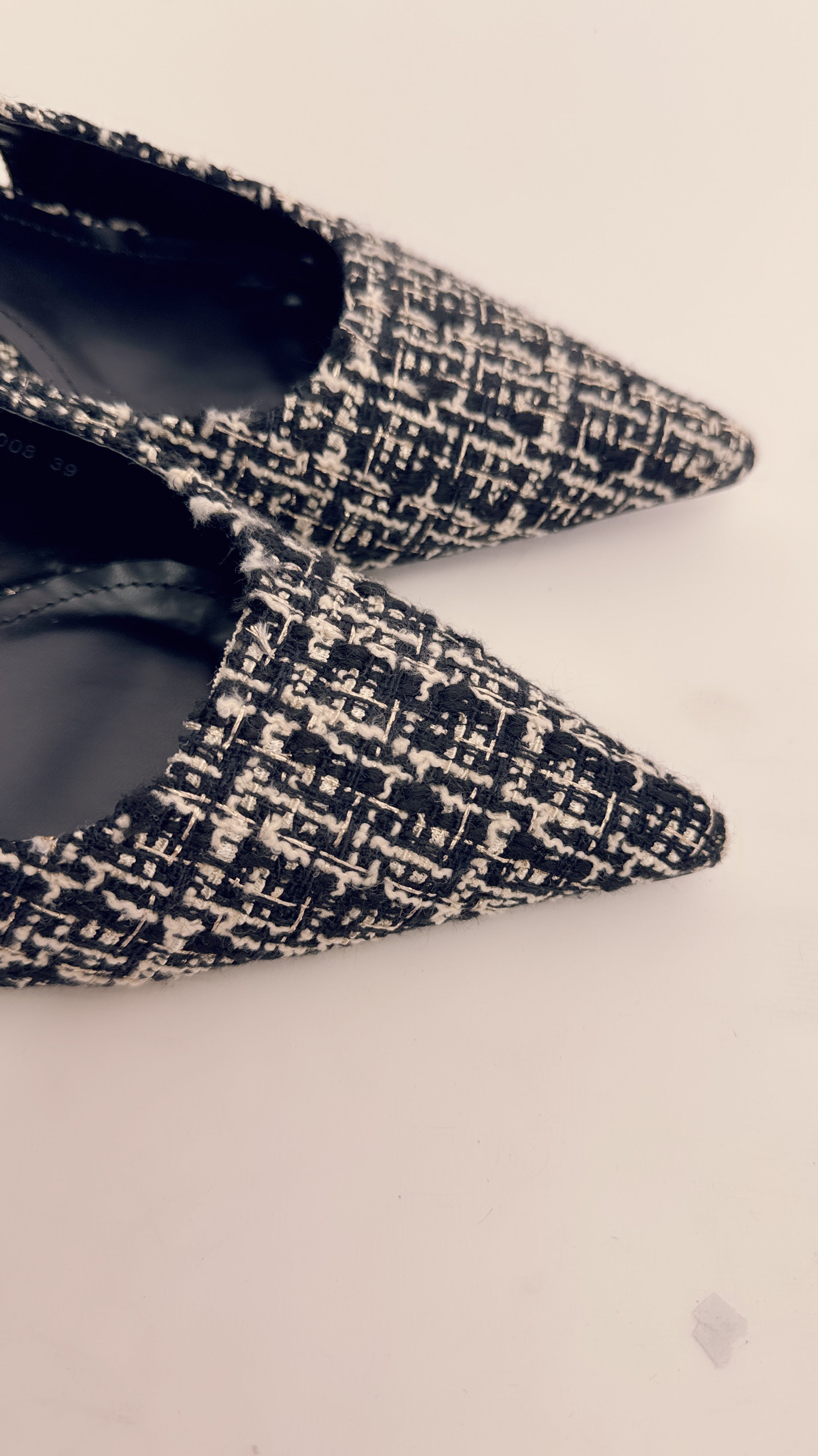 Slingback effetto tweed nero