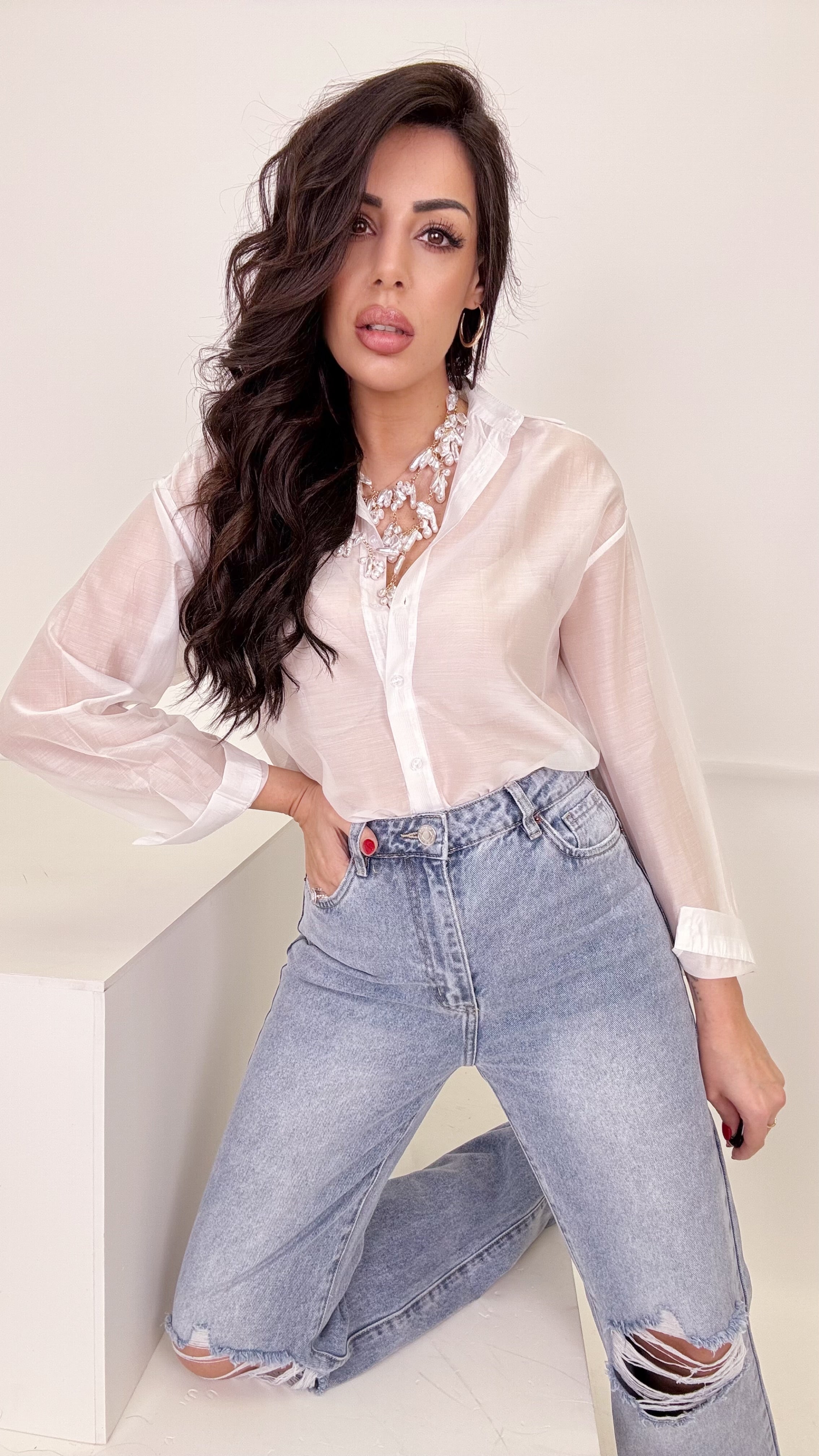 Camicia semitrasparente