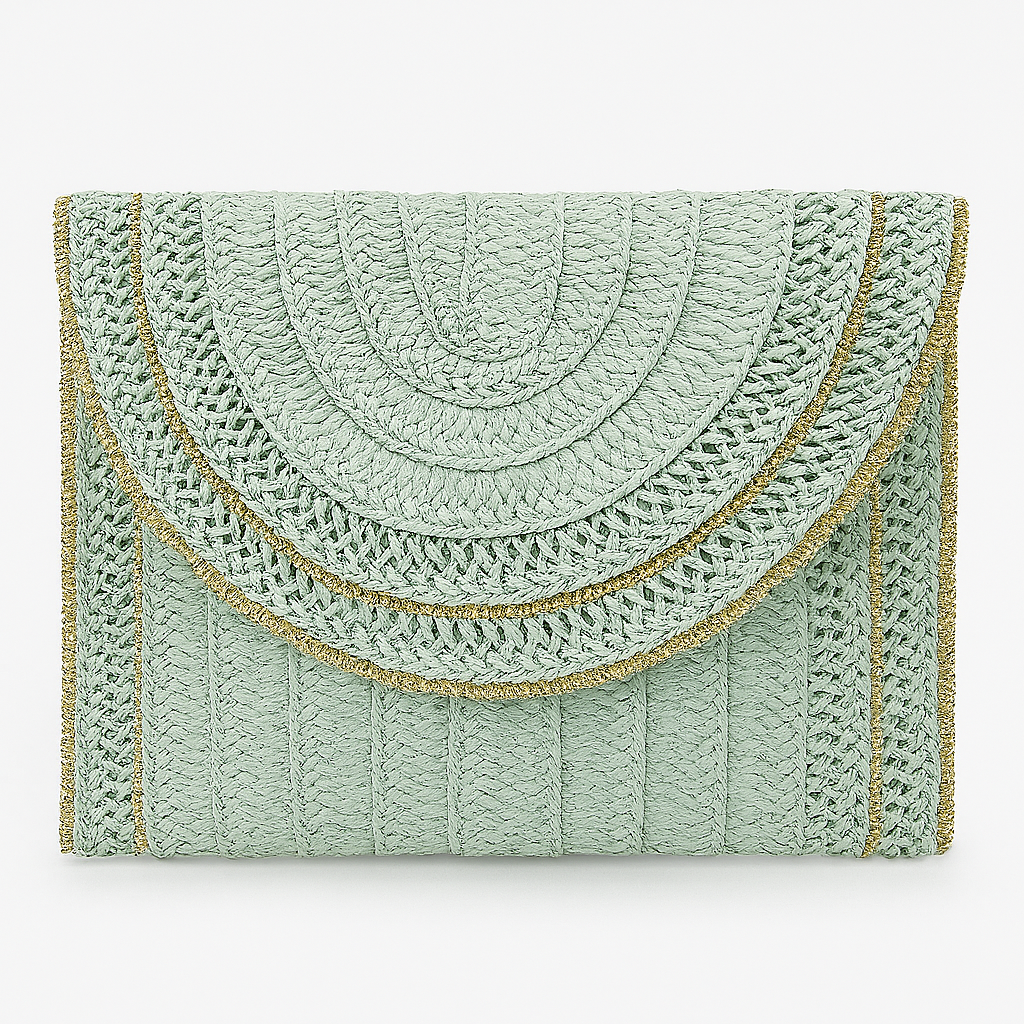 Pochette in rafia verde acqua