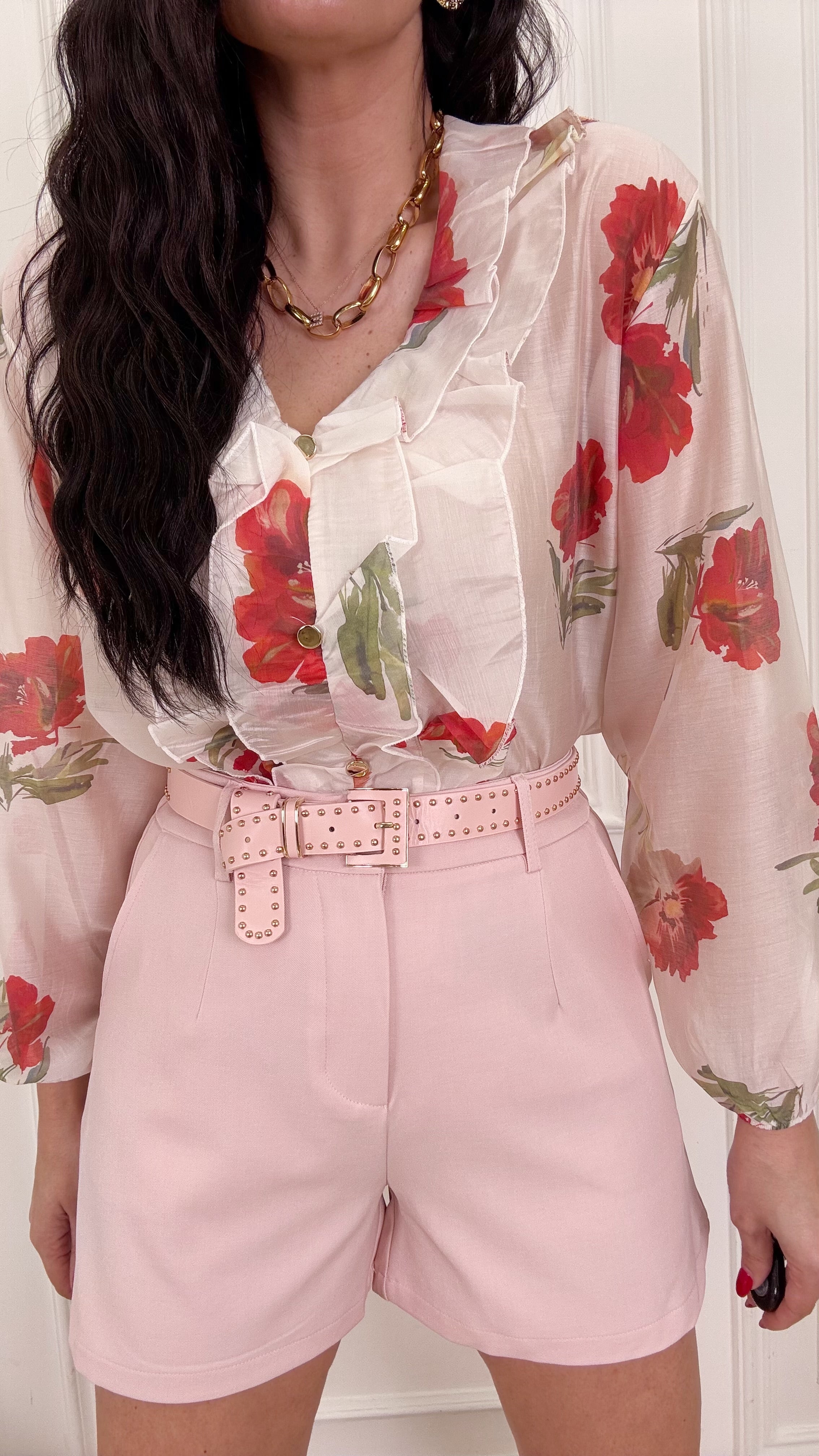 Pantaloncini pink con cintura