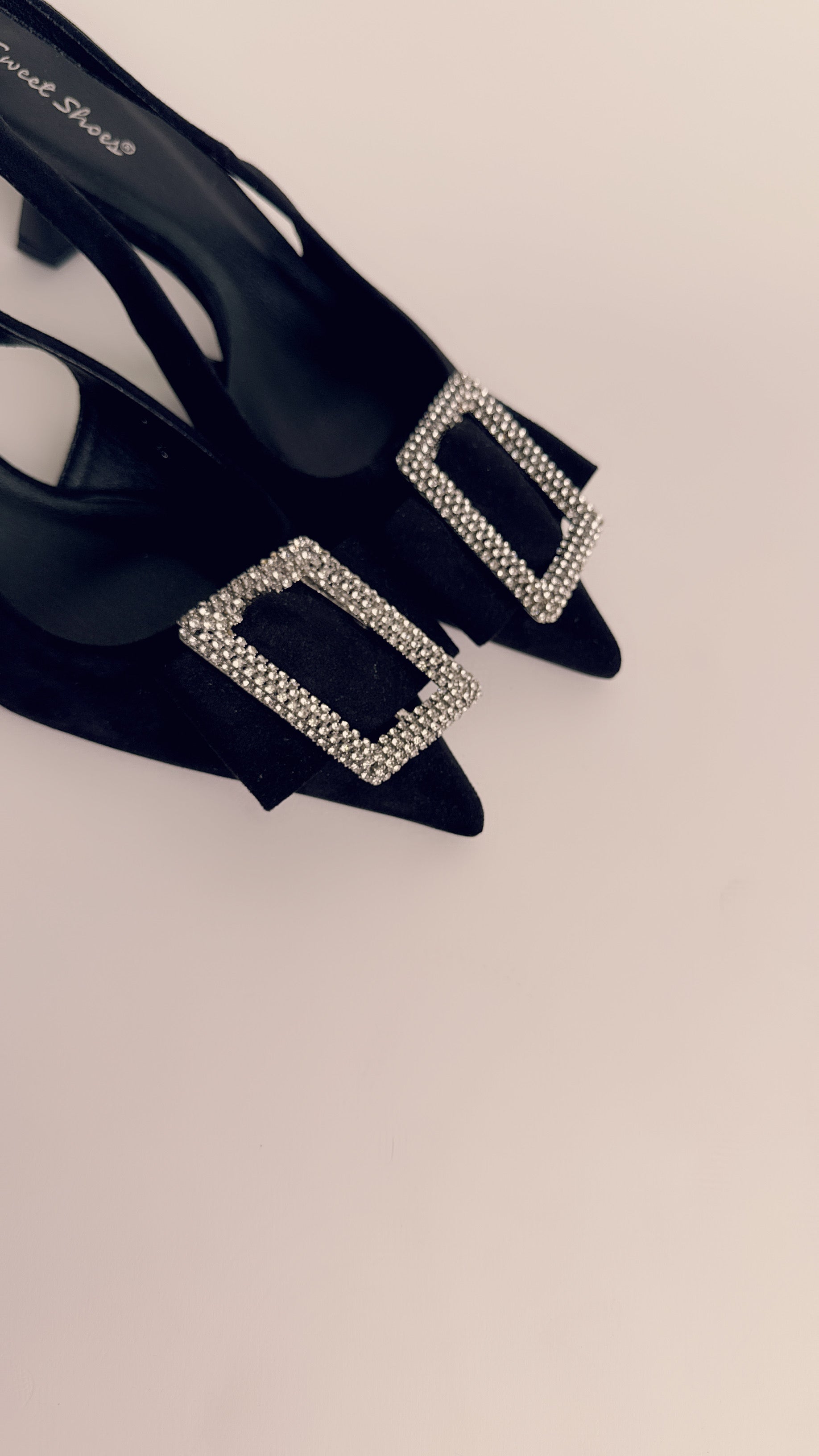 Slingback camoscio nera