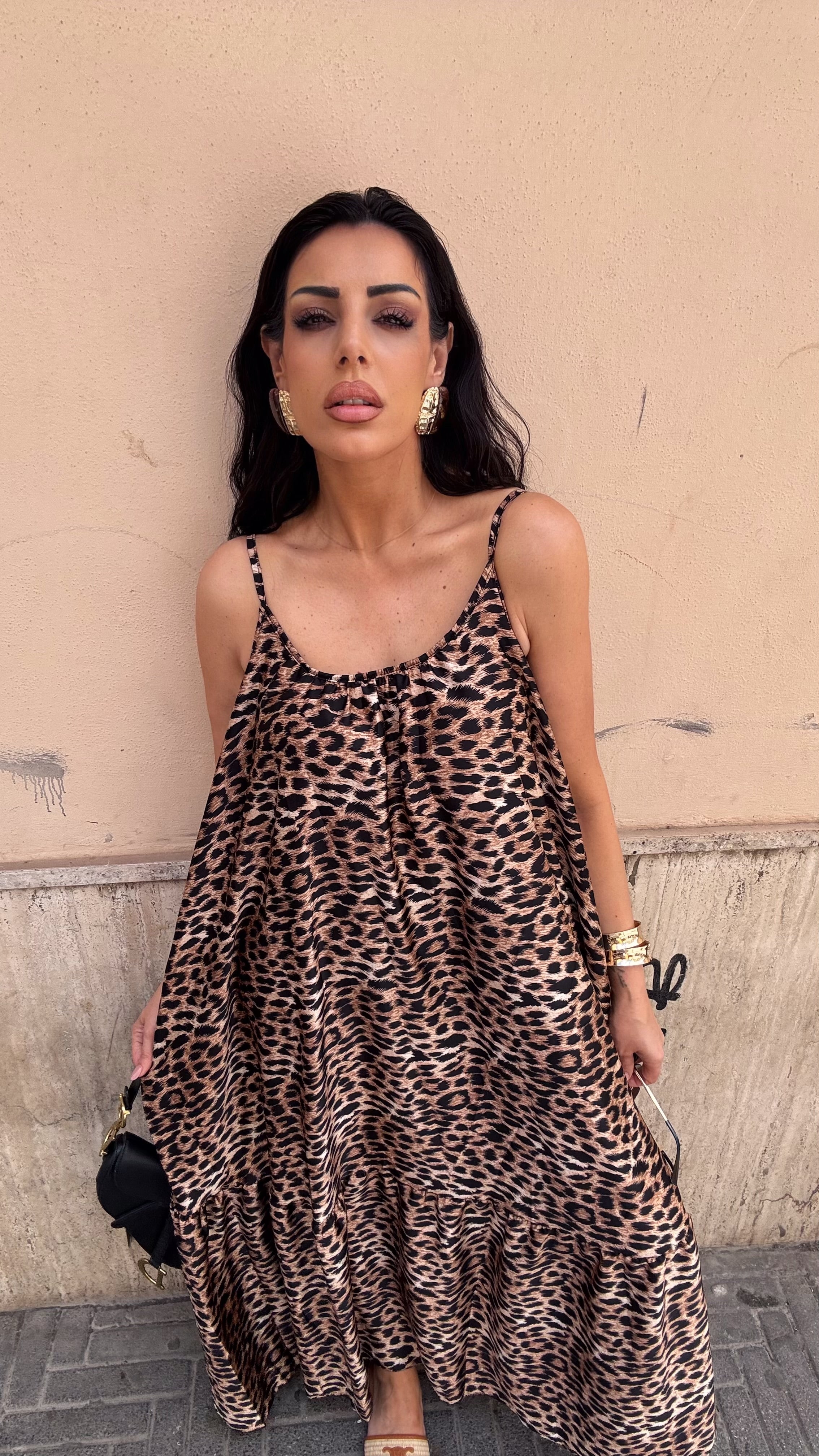 Abito satin animalier