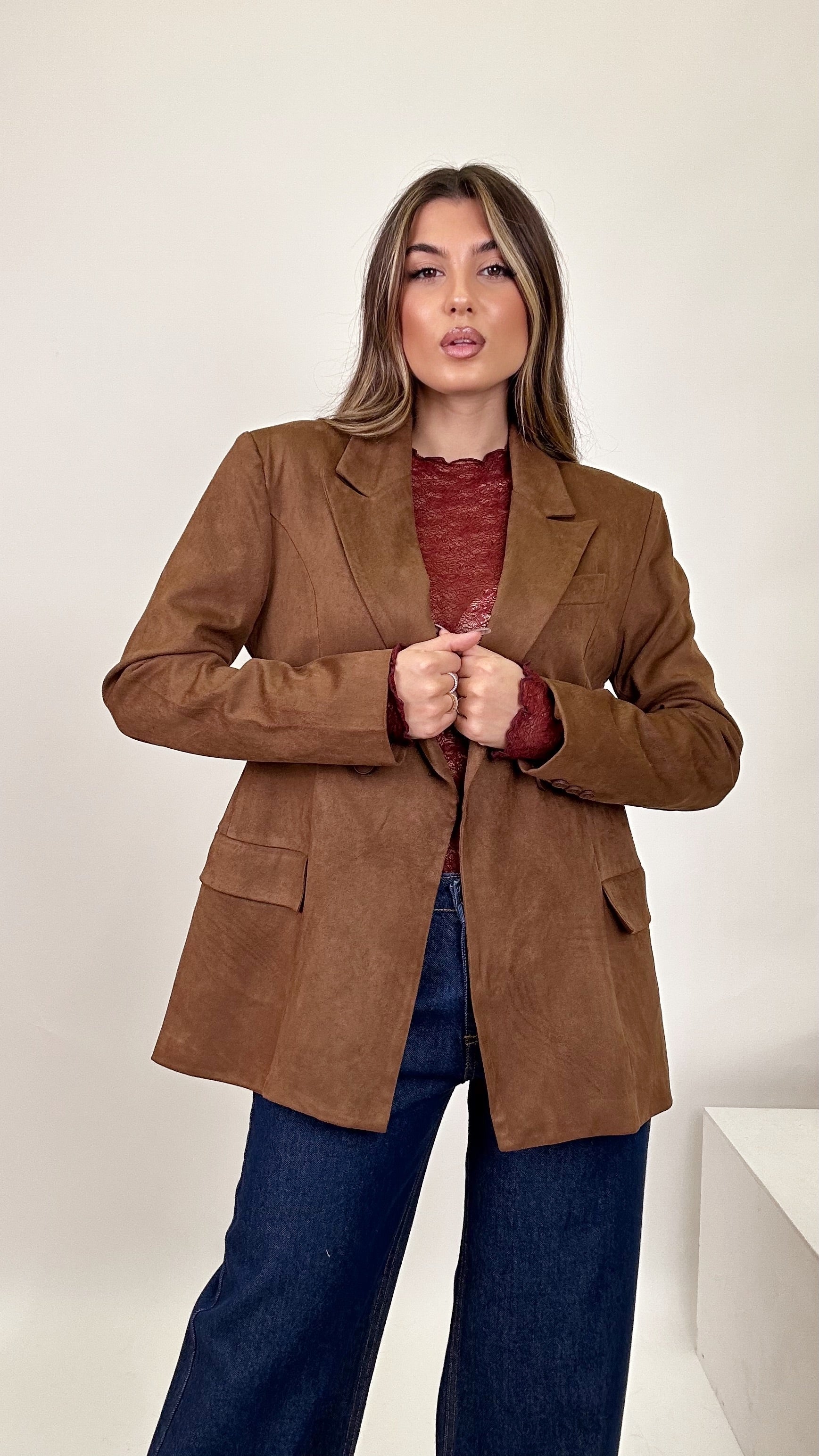 Blazer in renna marrone