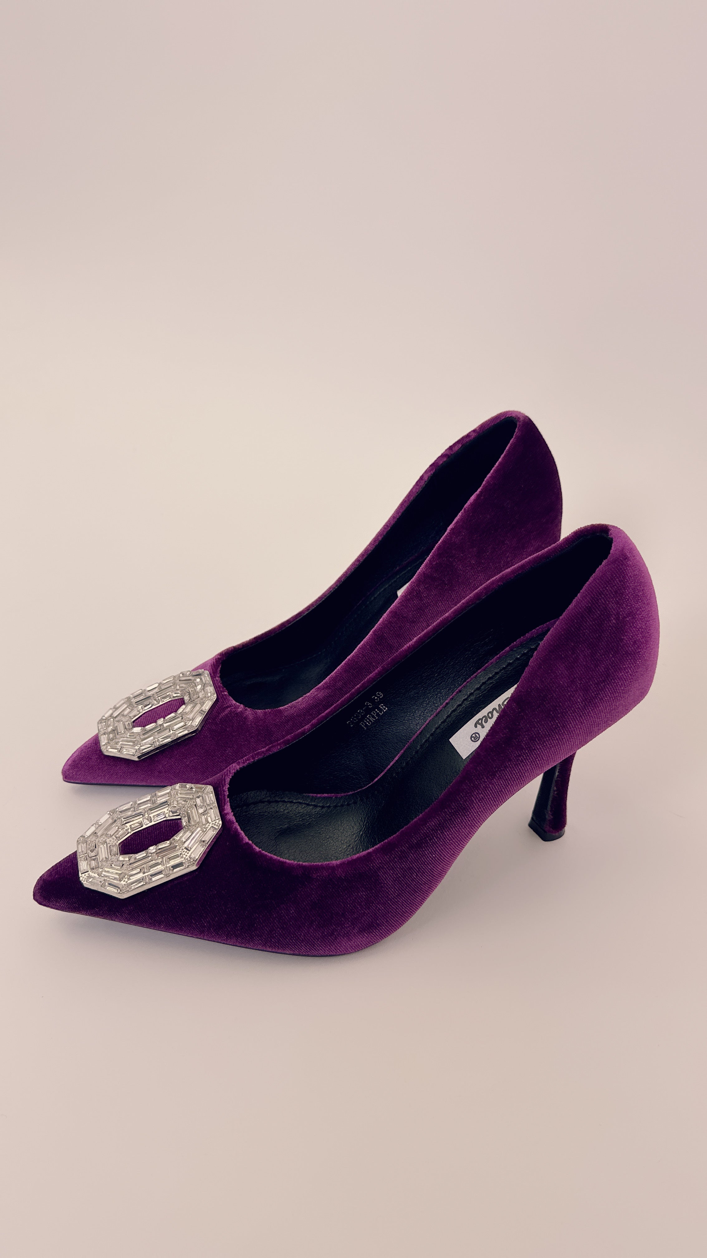 Decoltè in velluto viola