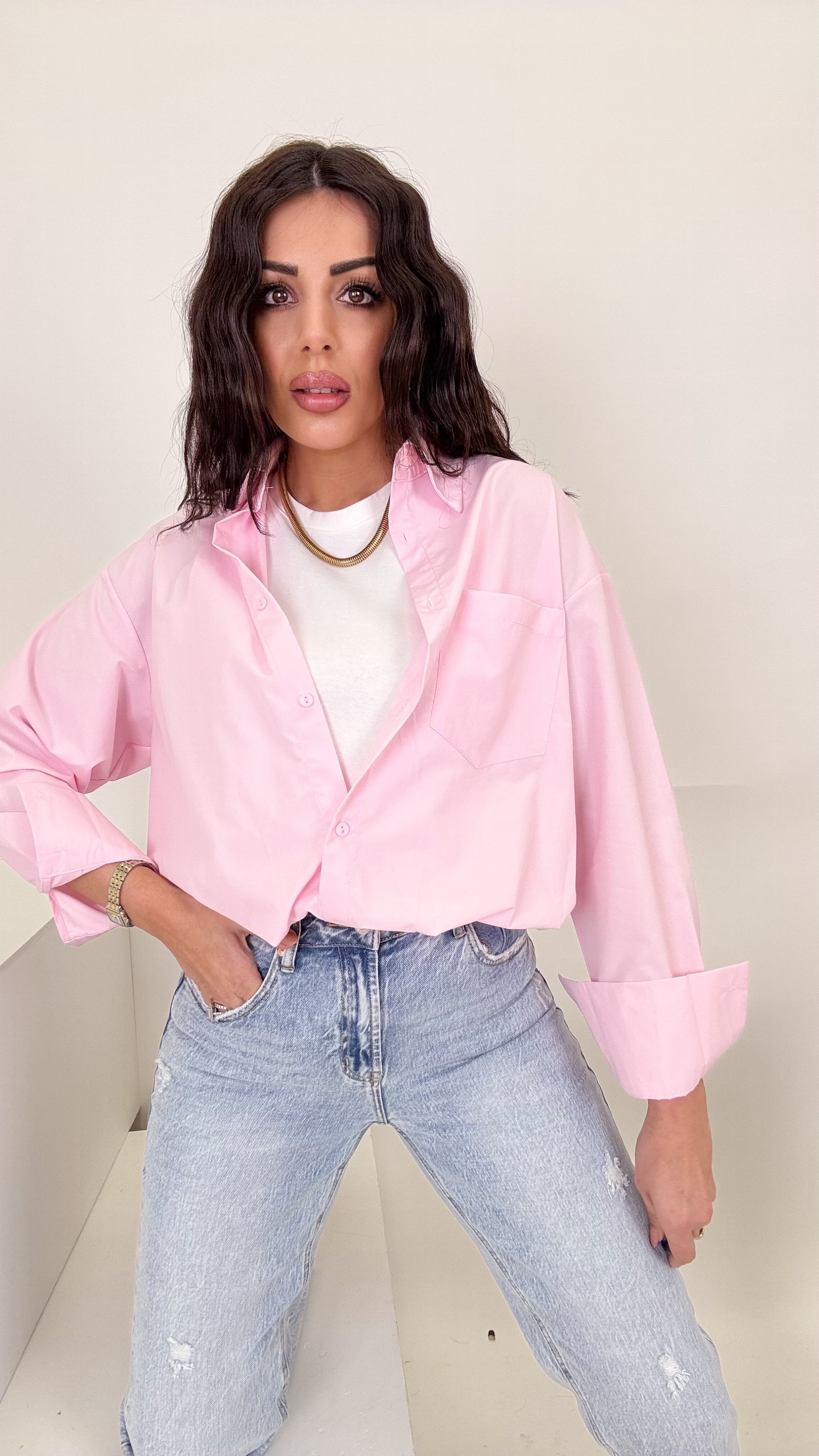 Camicis con canotta integrata pink