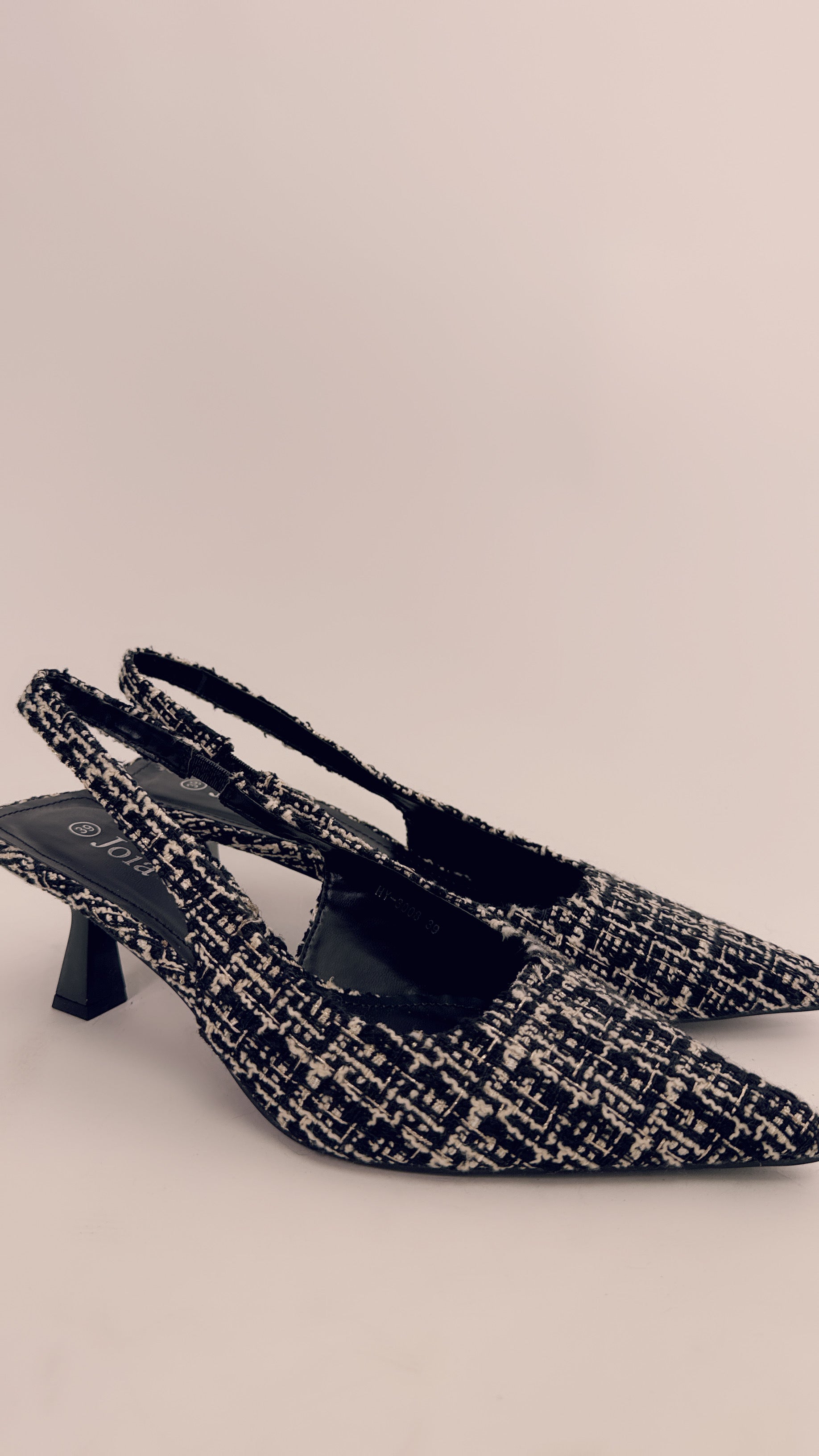 Slingback effetto tweed nero