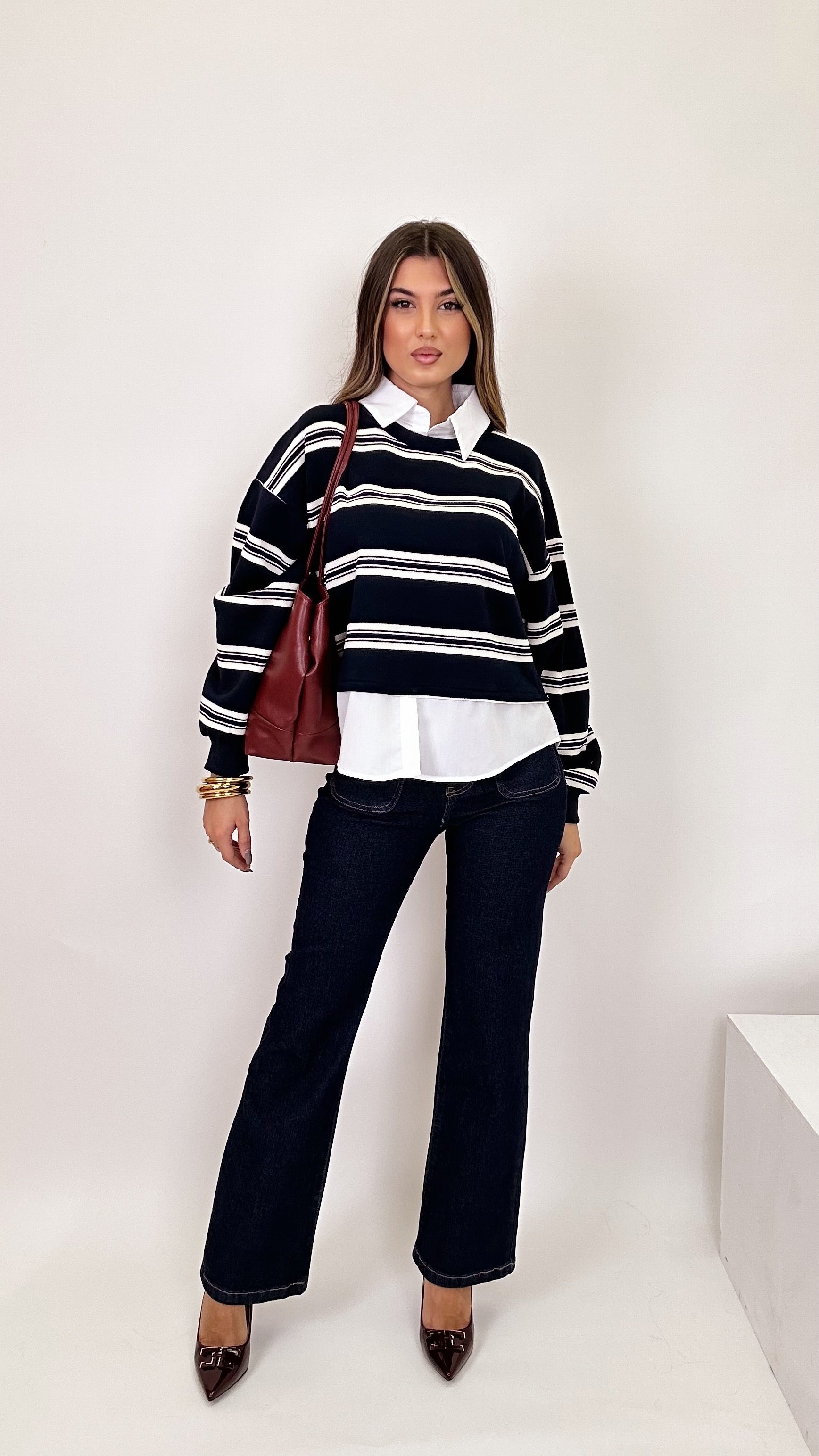 Maglioncino con camicia blue