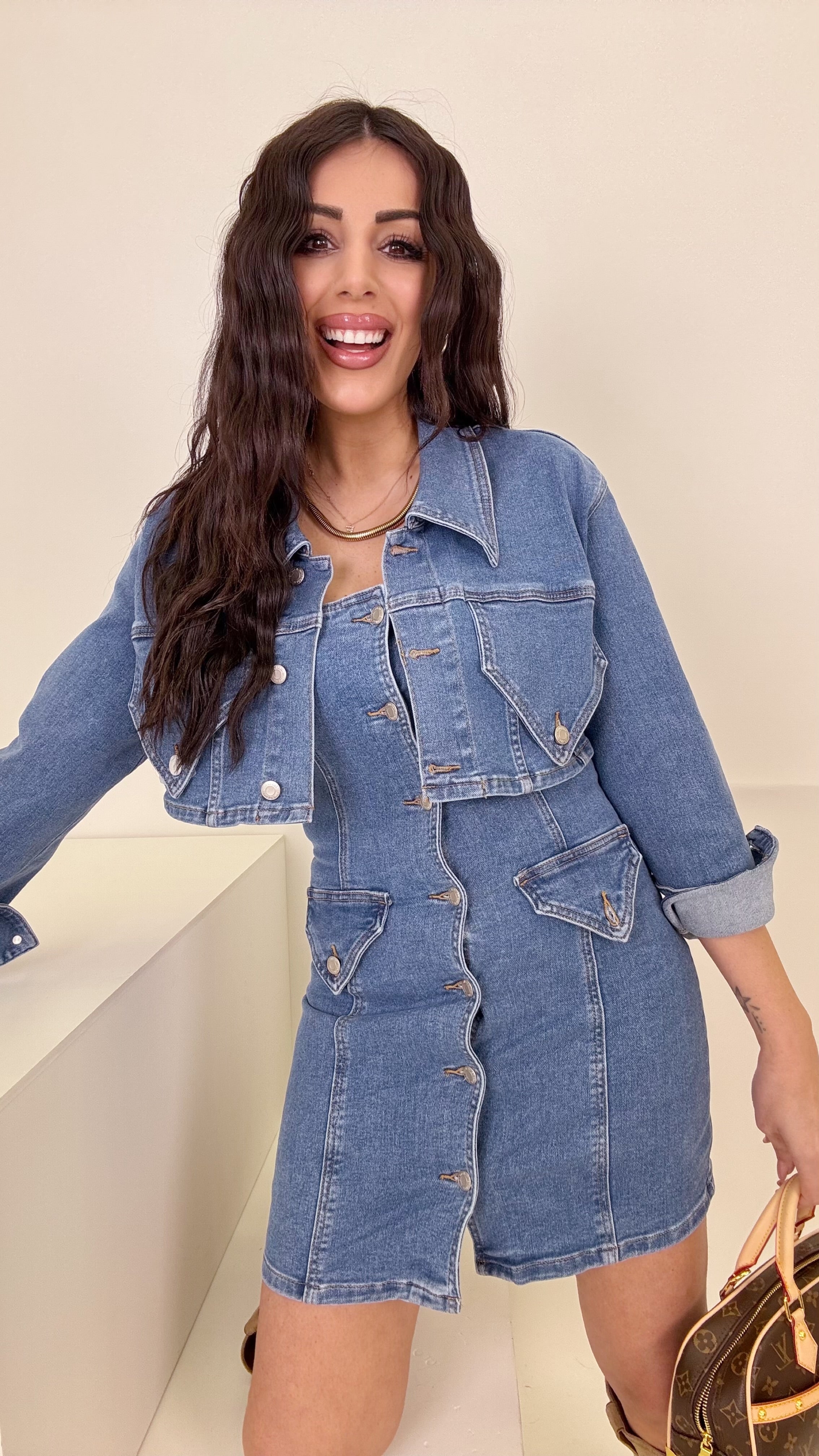 Giubbino crop denim