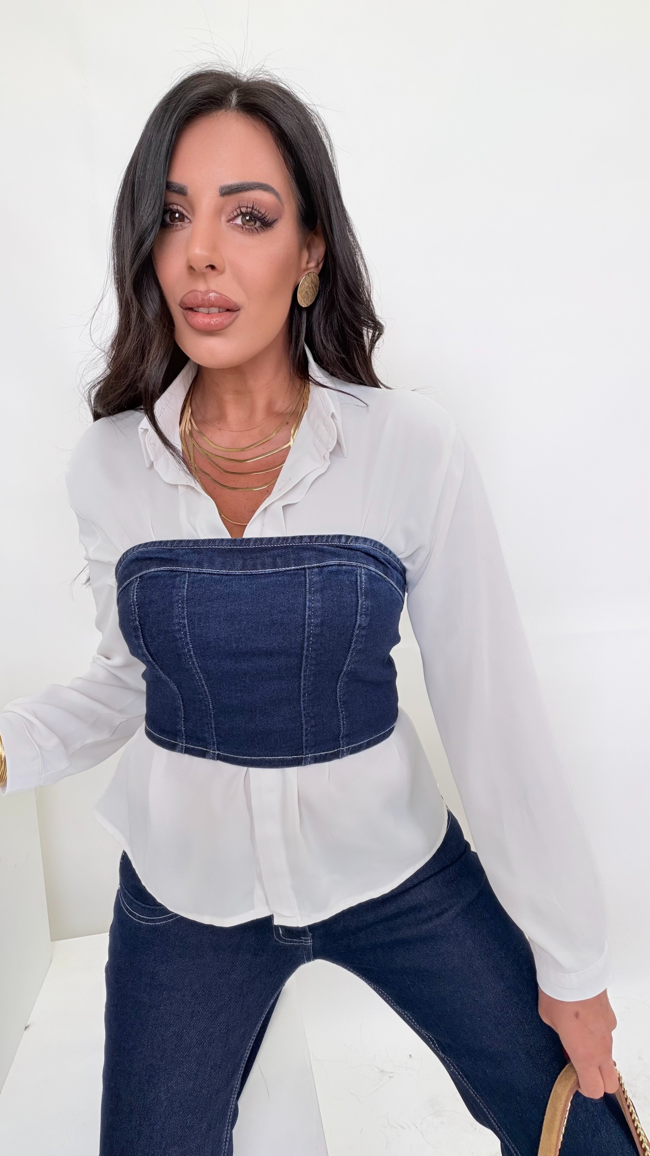 Coordinato denim con top .