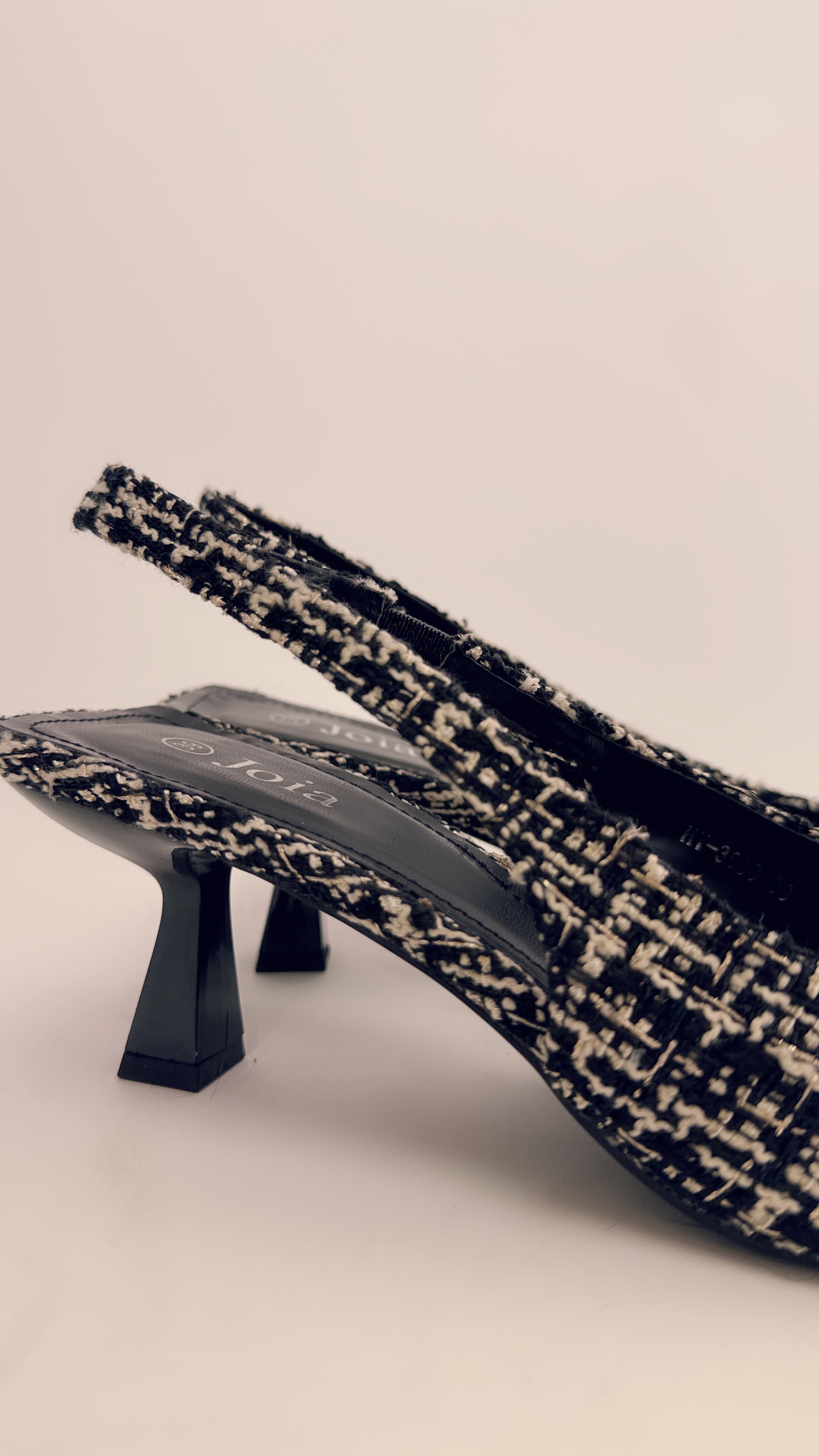 Slingback effetto tweed nero