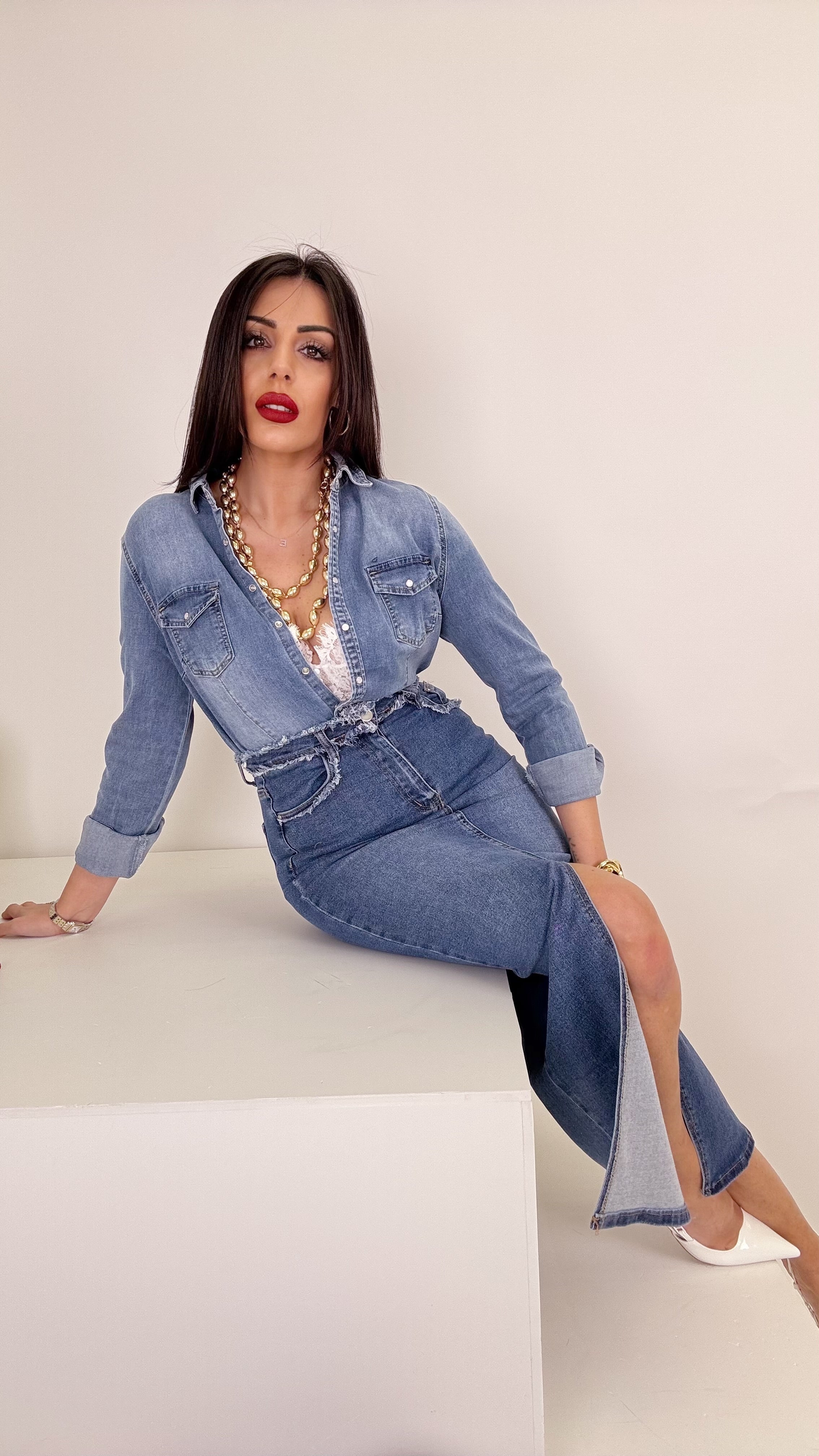 Longuette Denim elastica