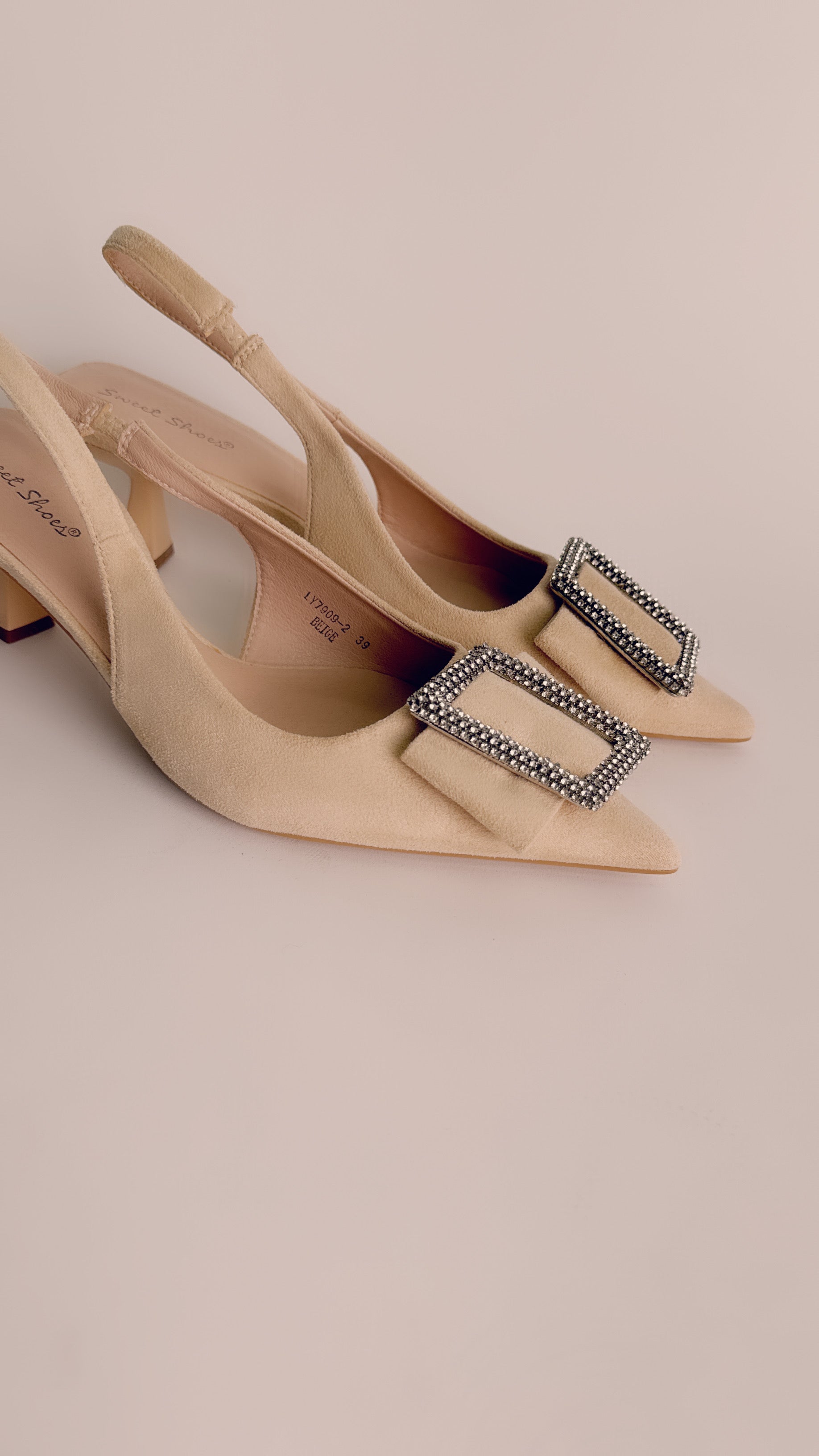 Slingback camoscio beige