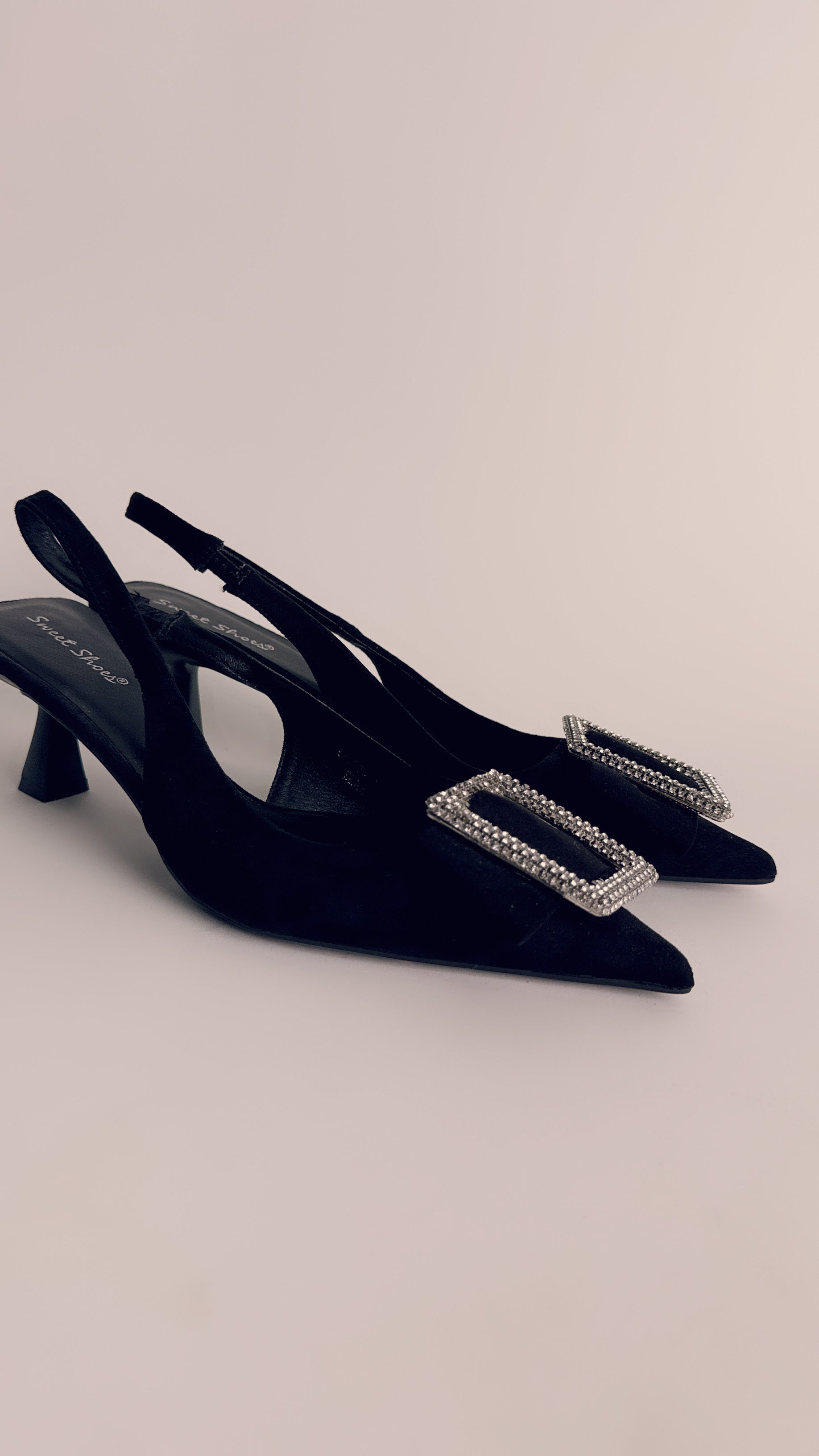 Slingback camoscio nera