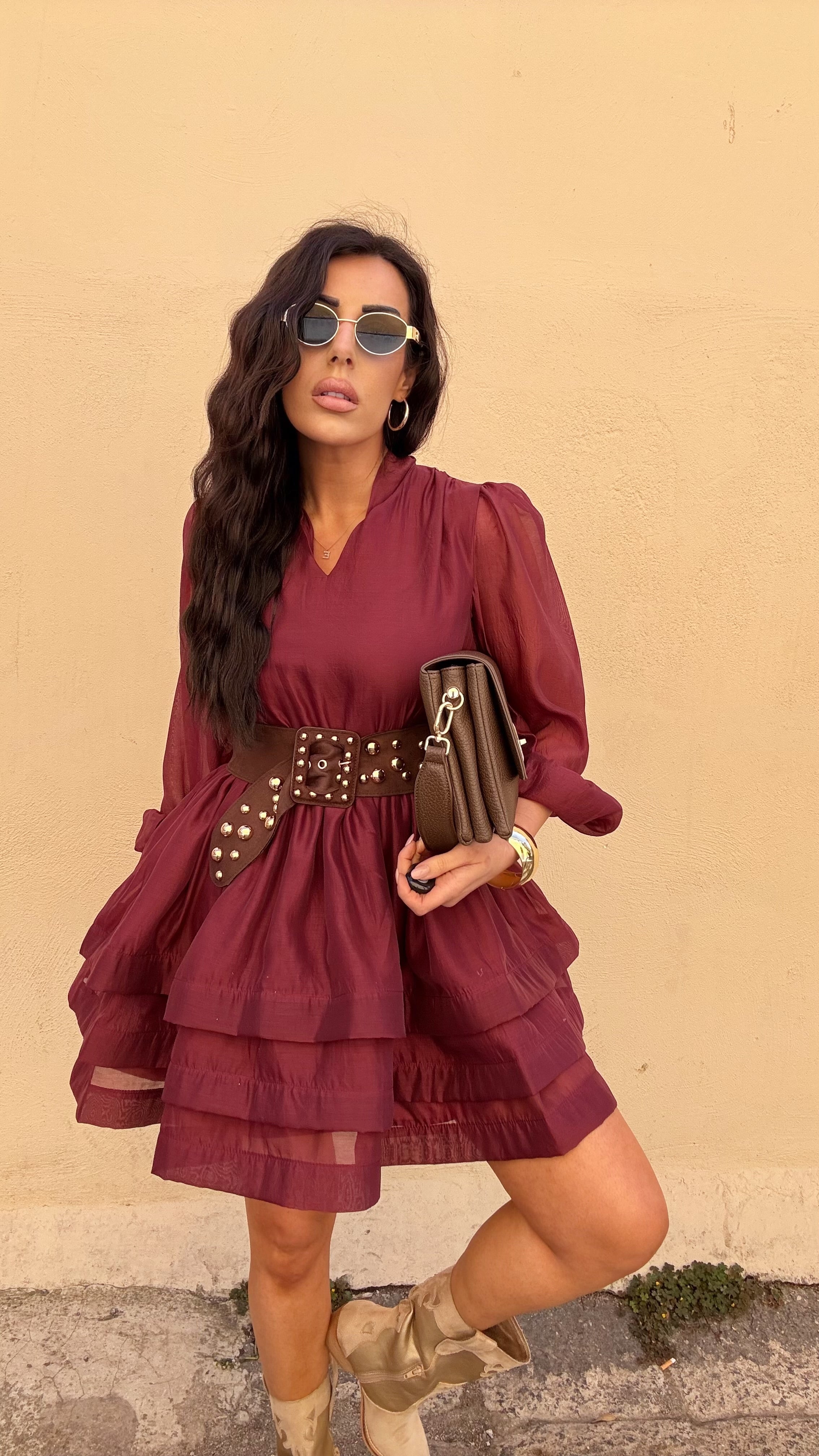 Abito chiffon bordeaux