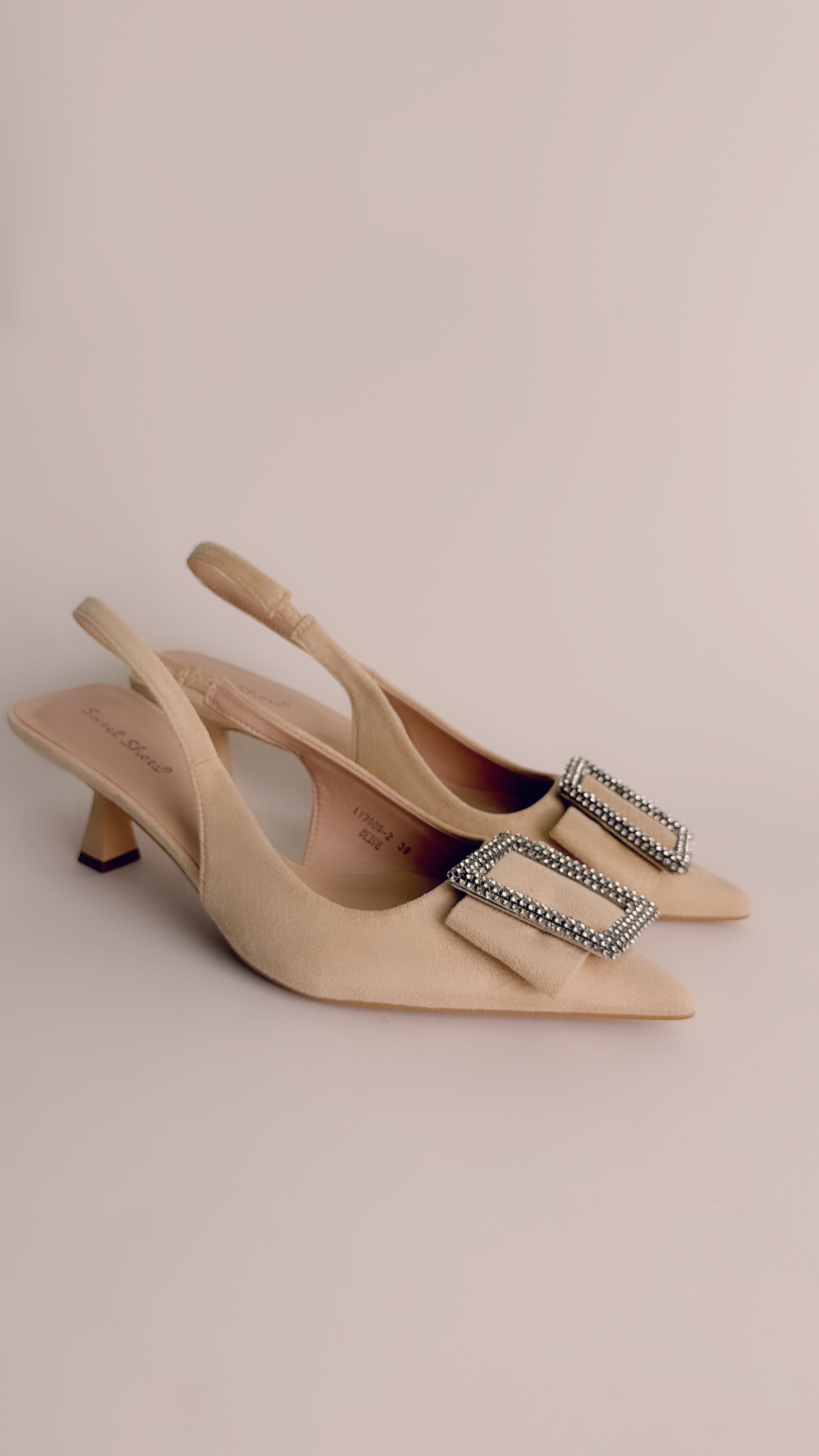 Slingback camoscio beige