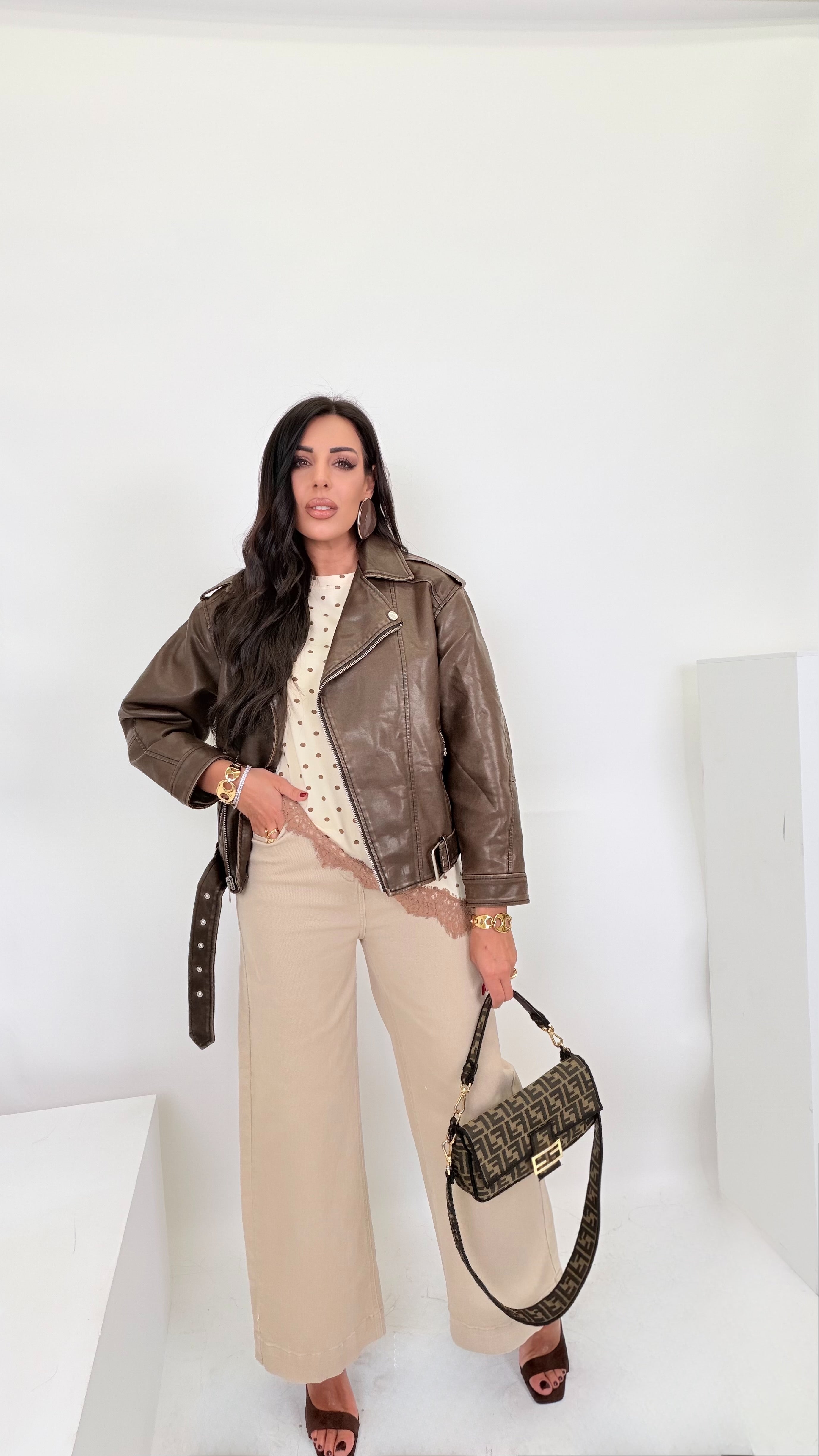 Denim nude con cintura