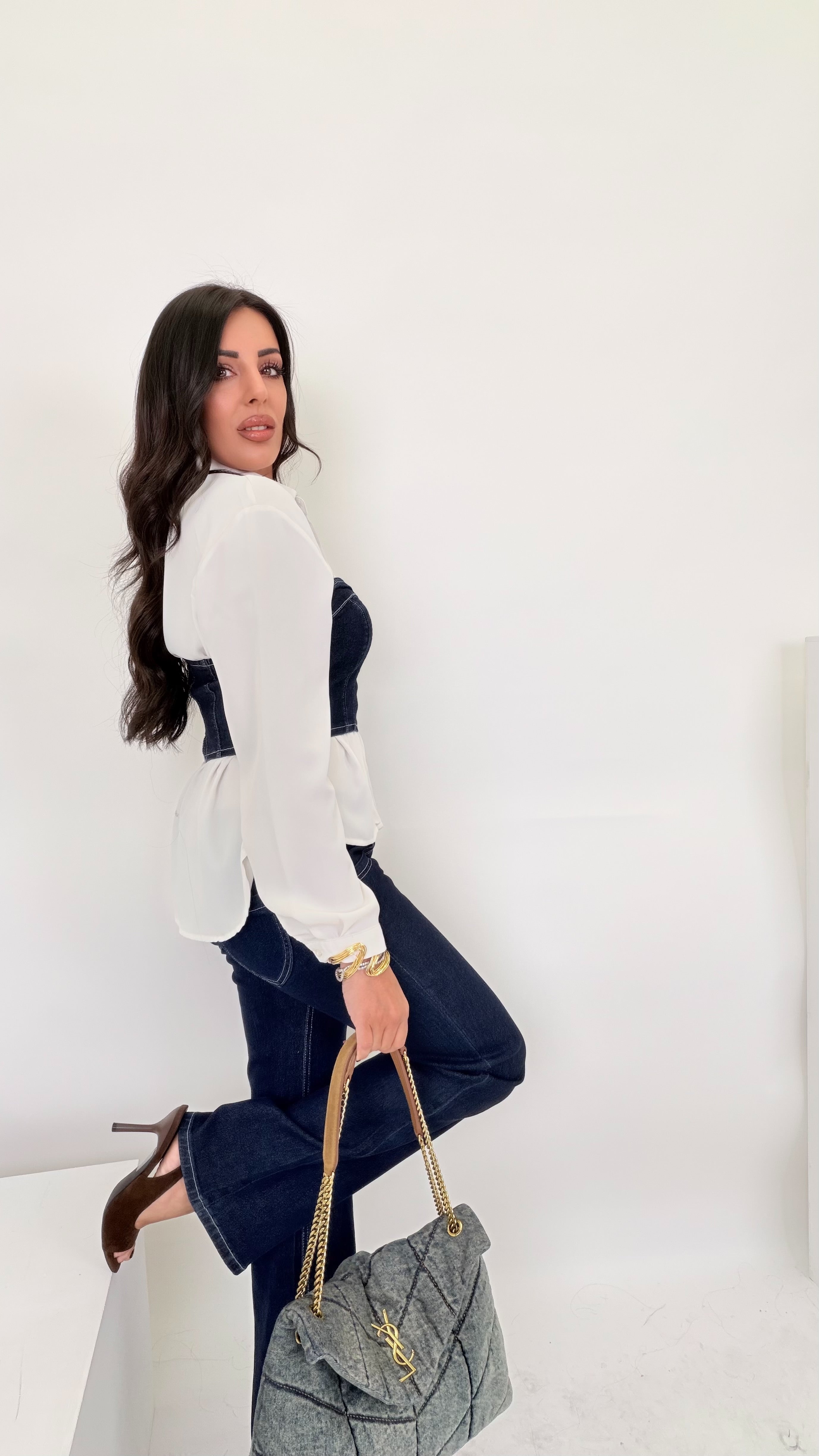 Coordinato denim con top .
