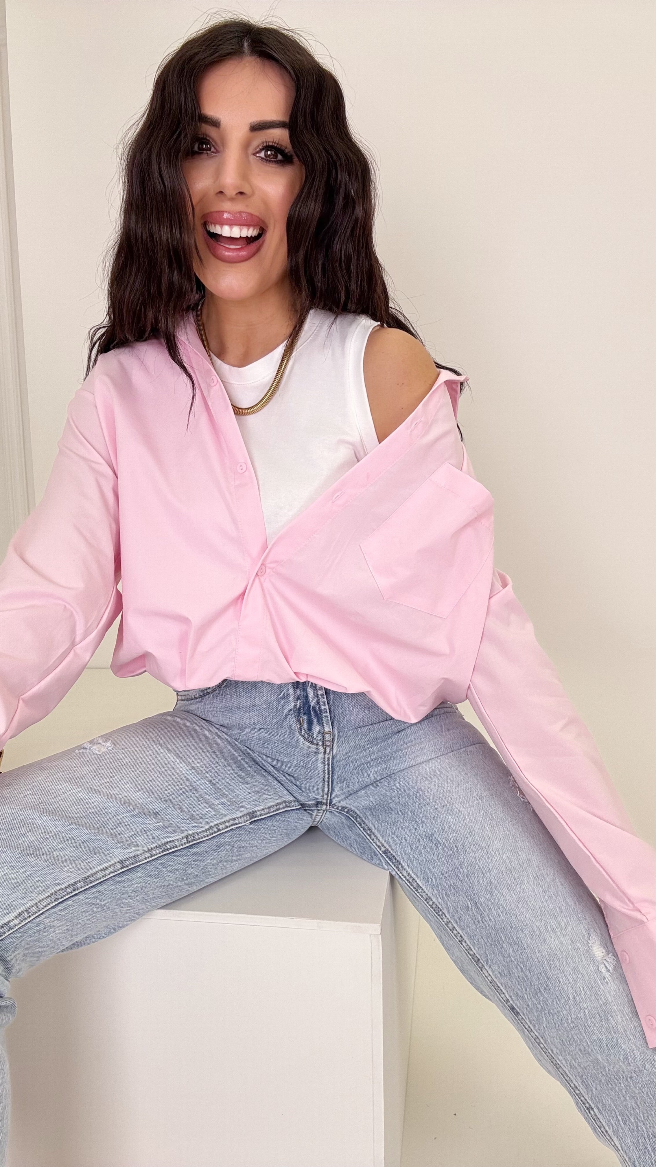 Camicis con canotta integrata pink