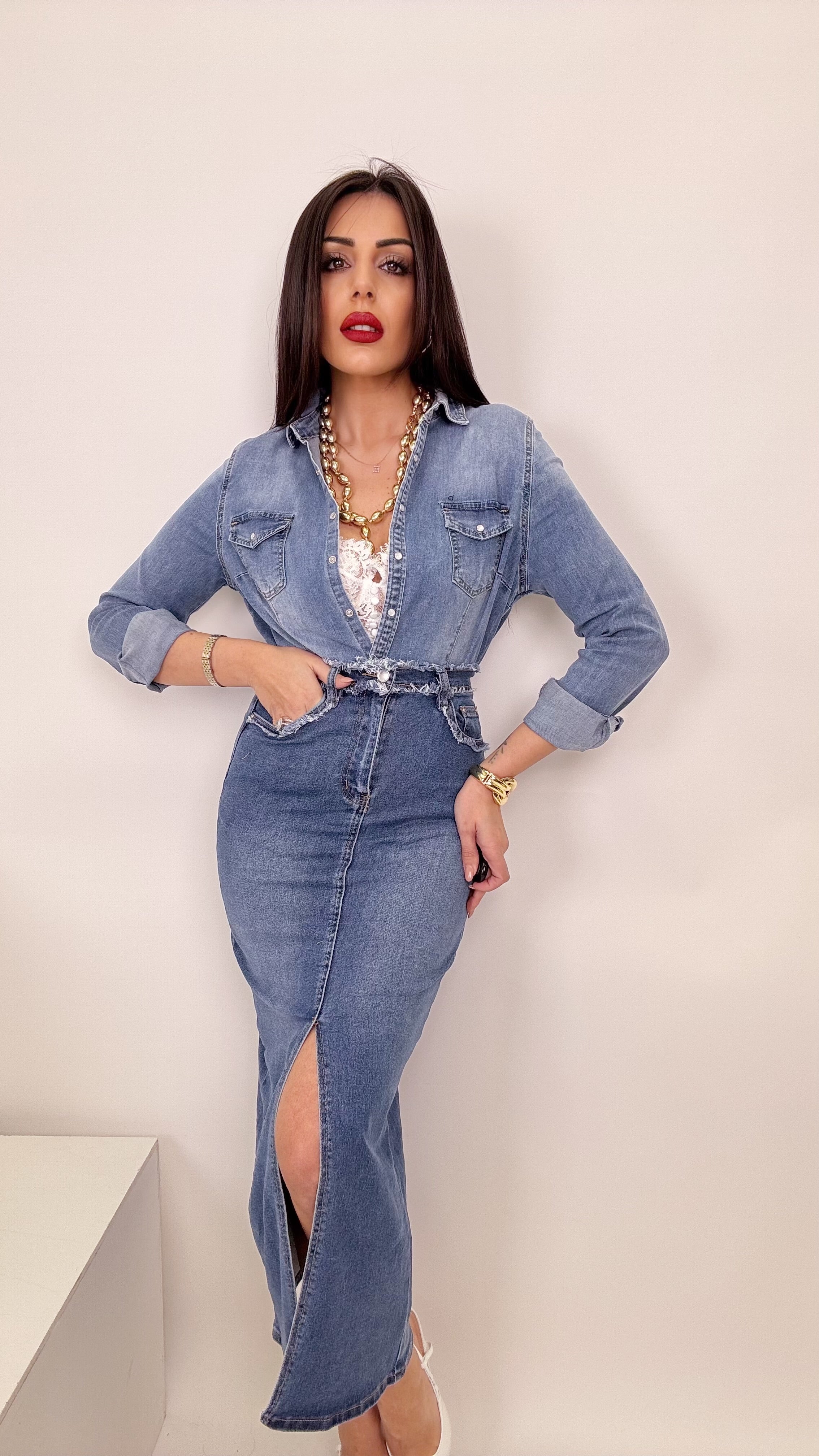 Longuette Denim elastica