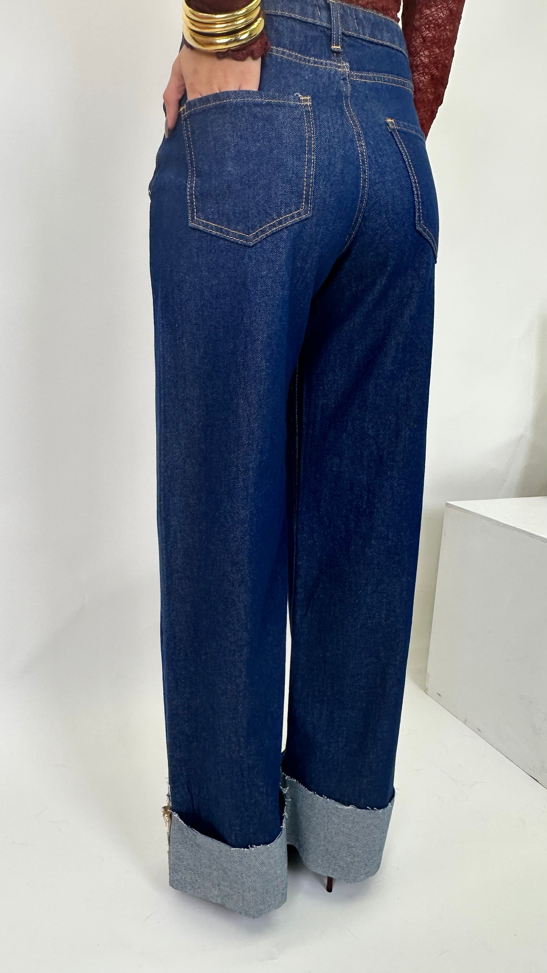 Denim blue con piegone