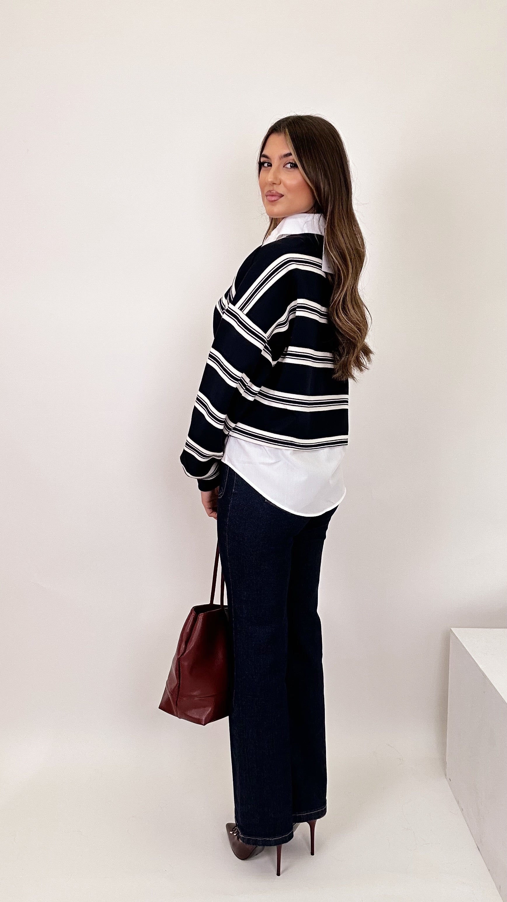 Maglioncino con camicia blue