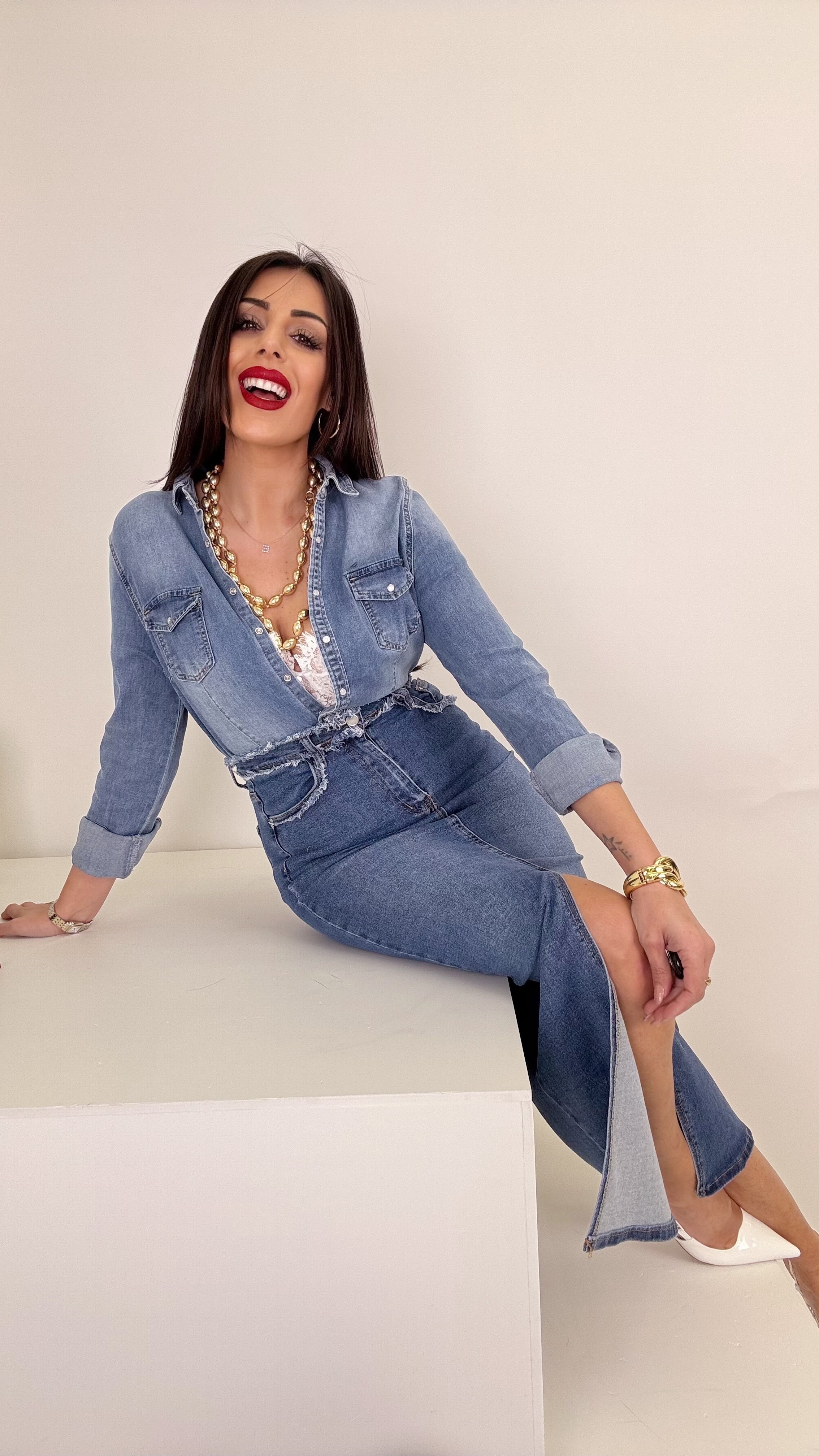 Longuette Denim elastica