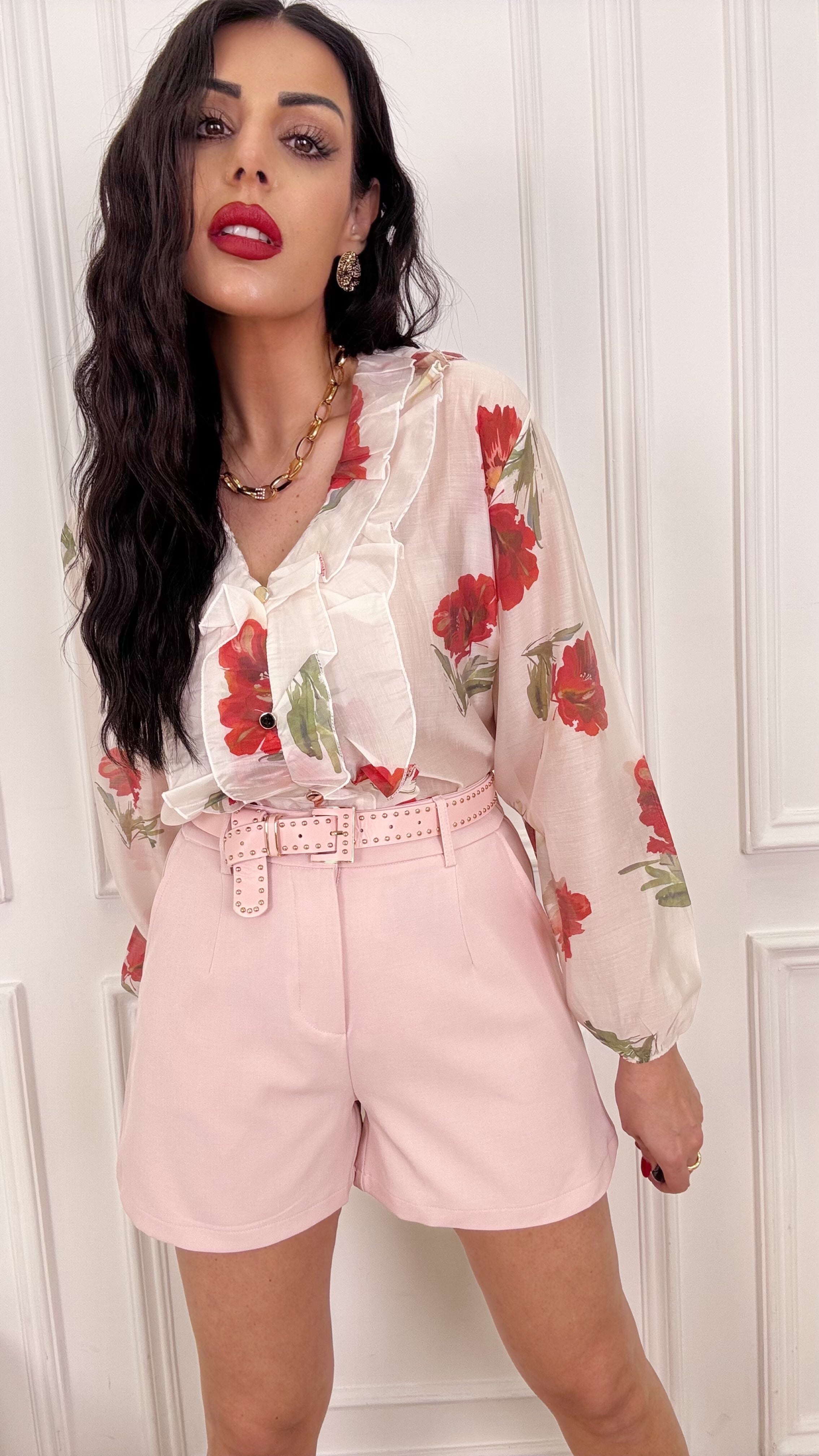 Pantaloncini pink con cintura