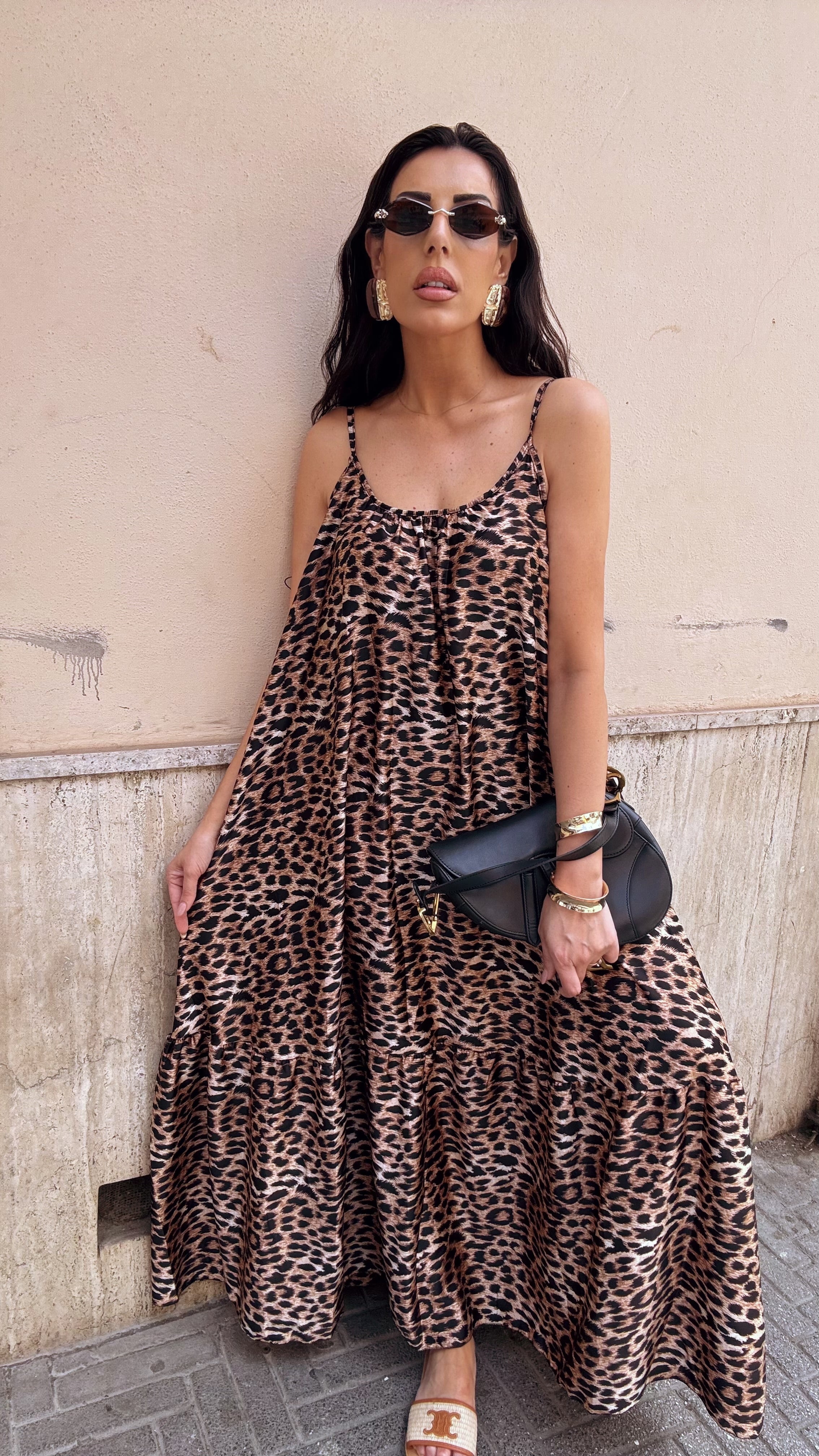 Abito satin animalier