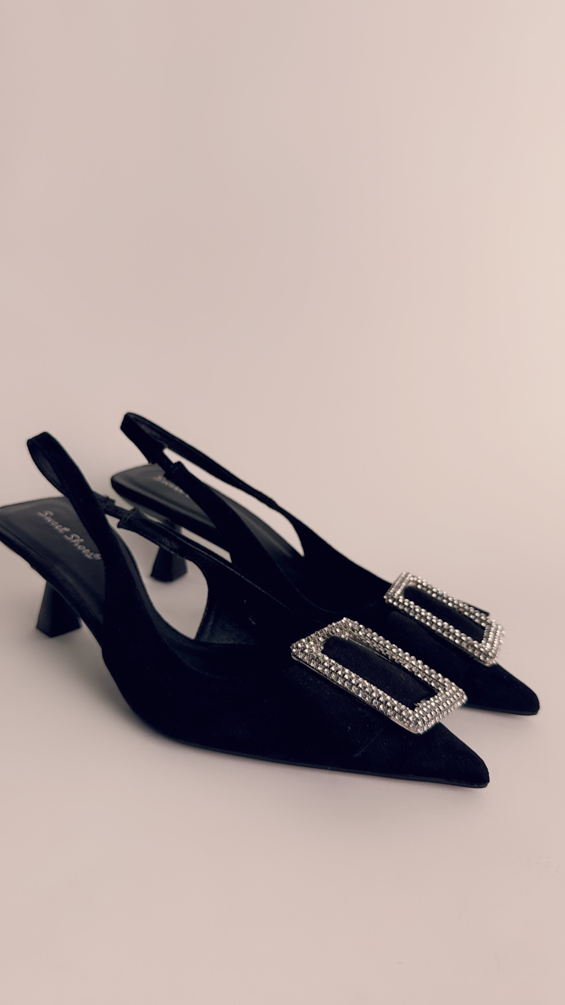 Slingback camoscio nera