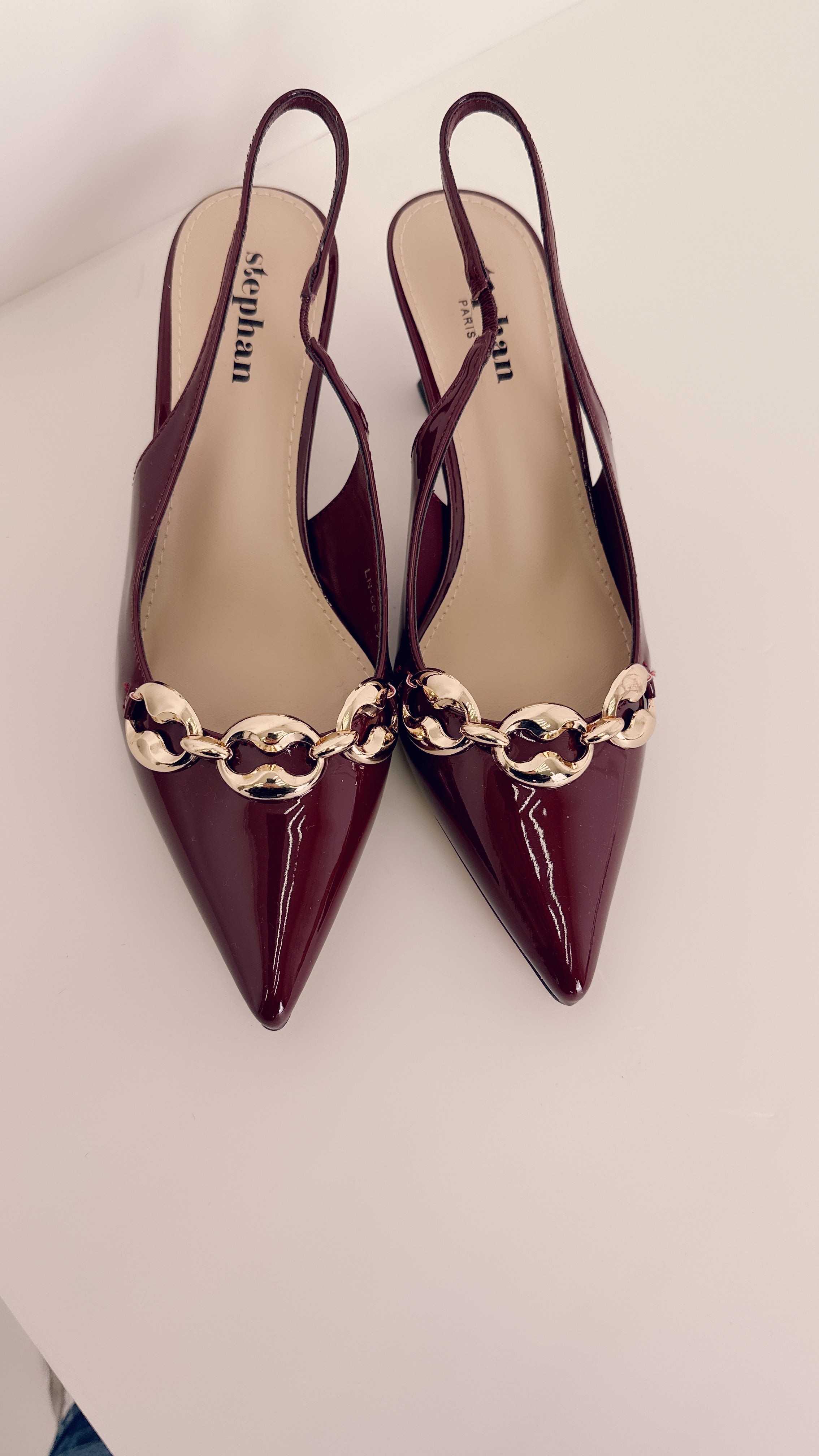 Slingback vernice Borgogna