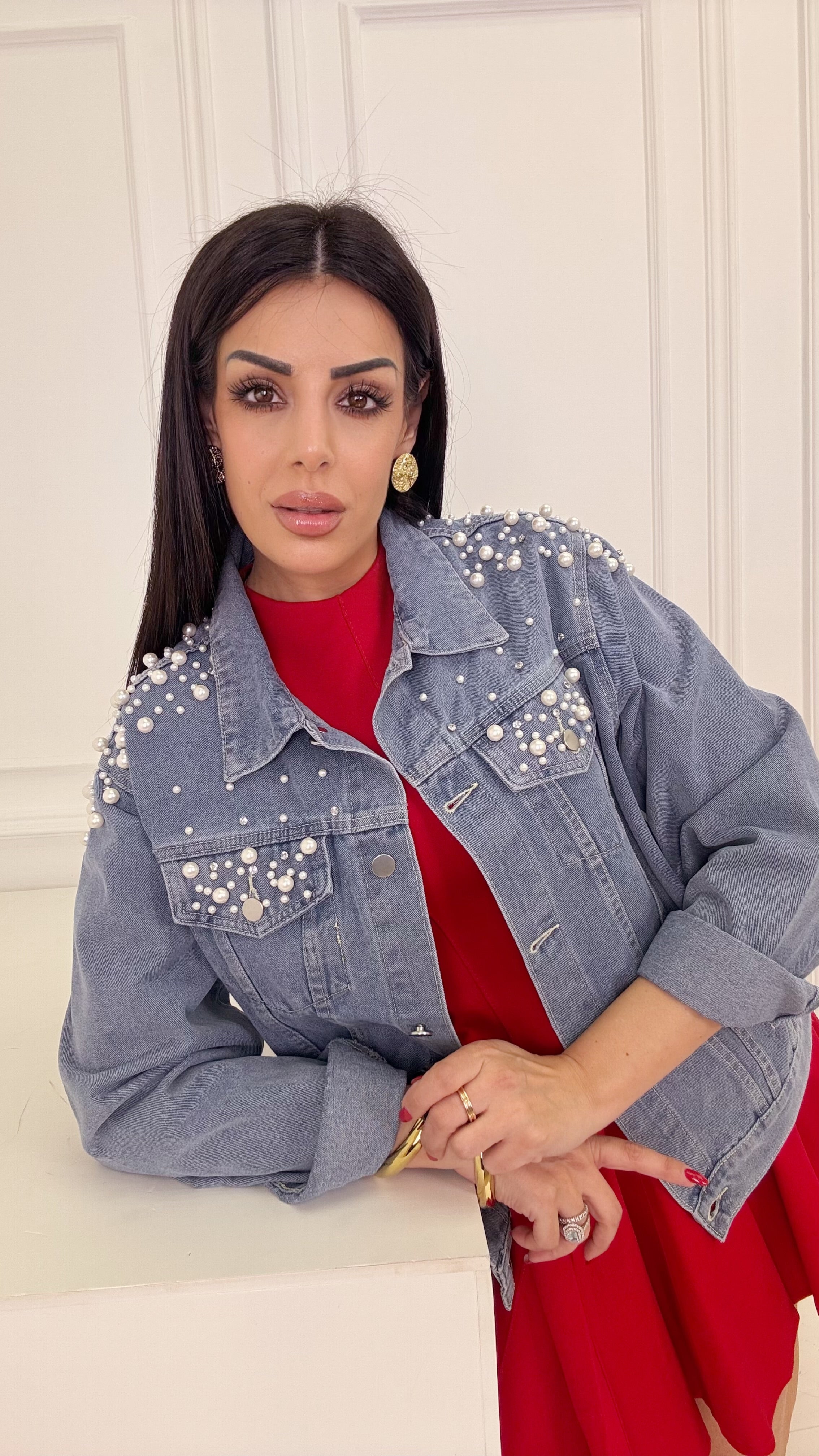 Giubbotto denim perle