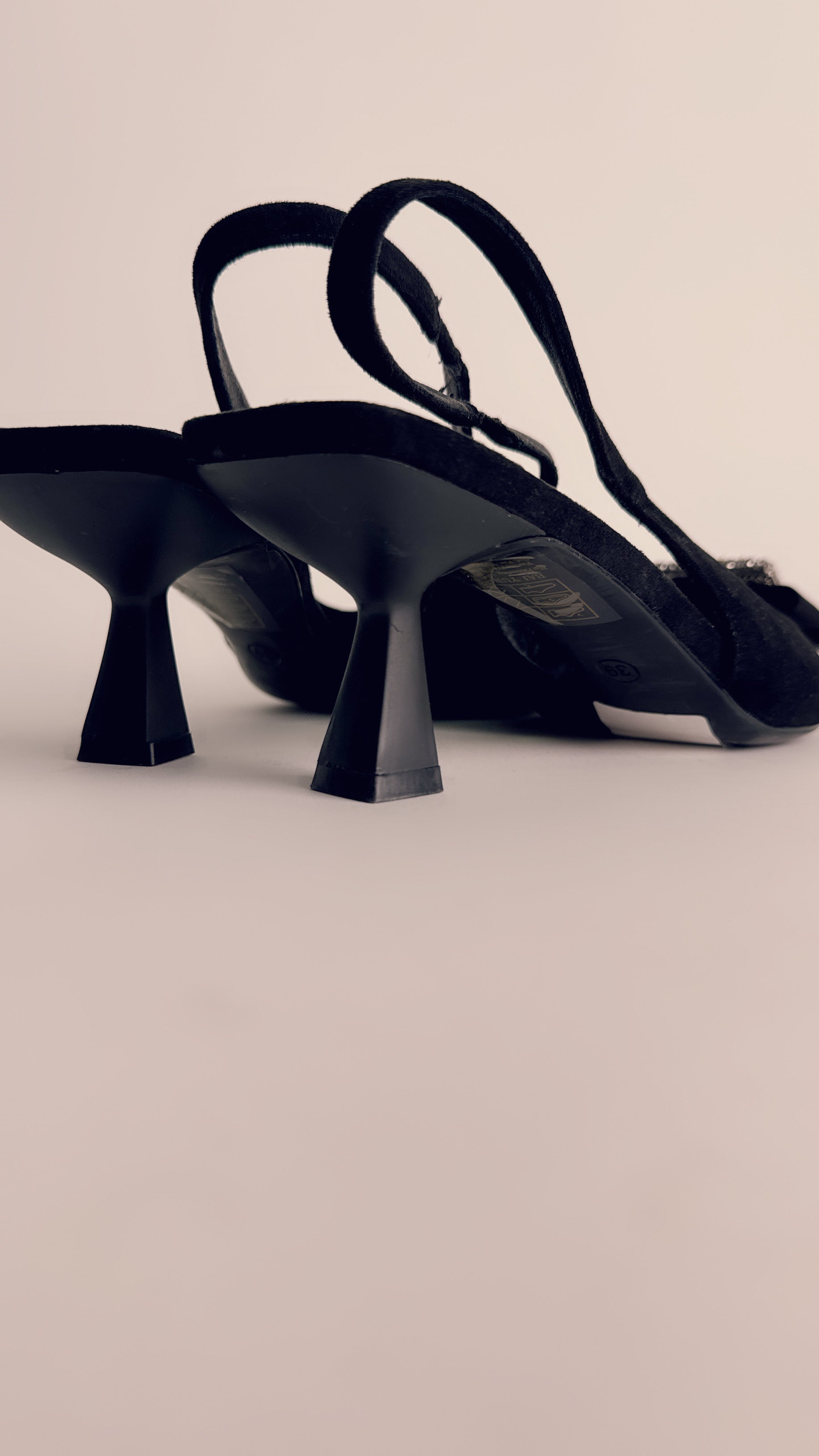 Slingback camoscio nera