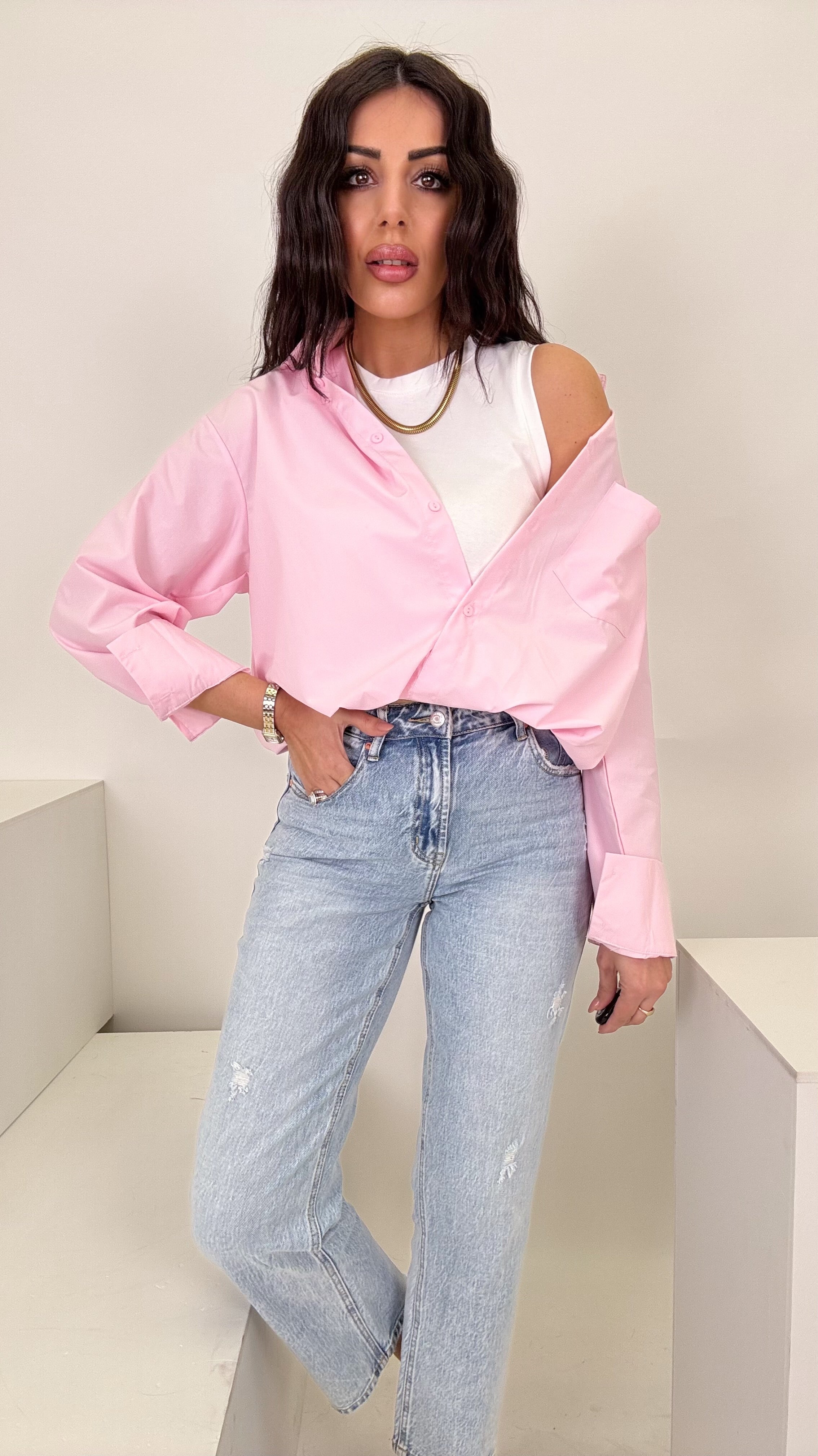 Camicis con canotta integrata pink