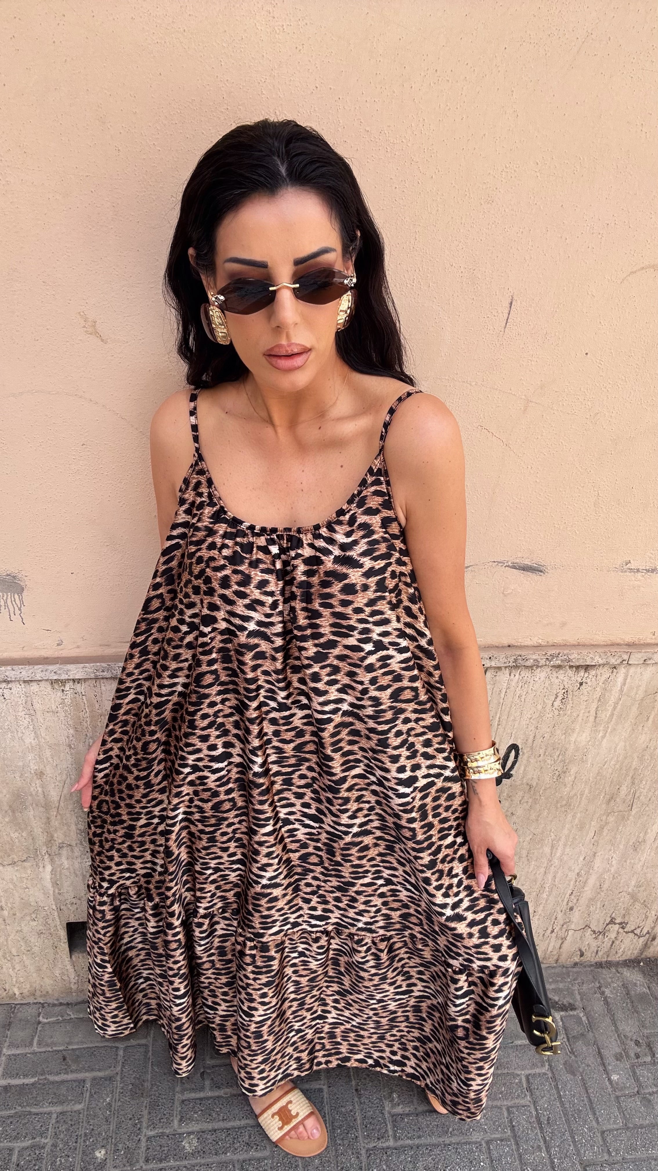 Abito satin animalier