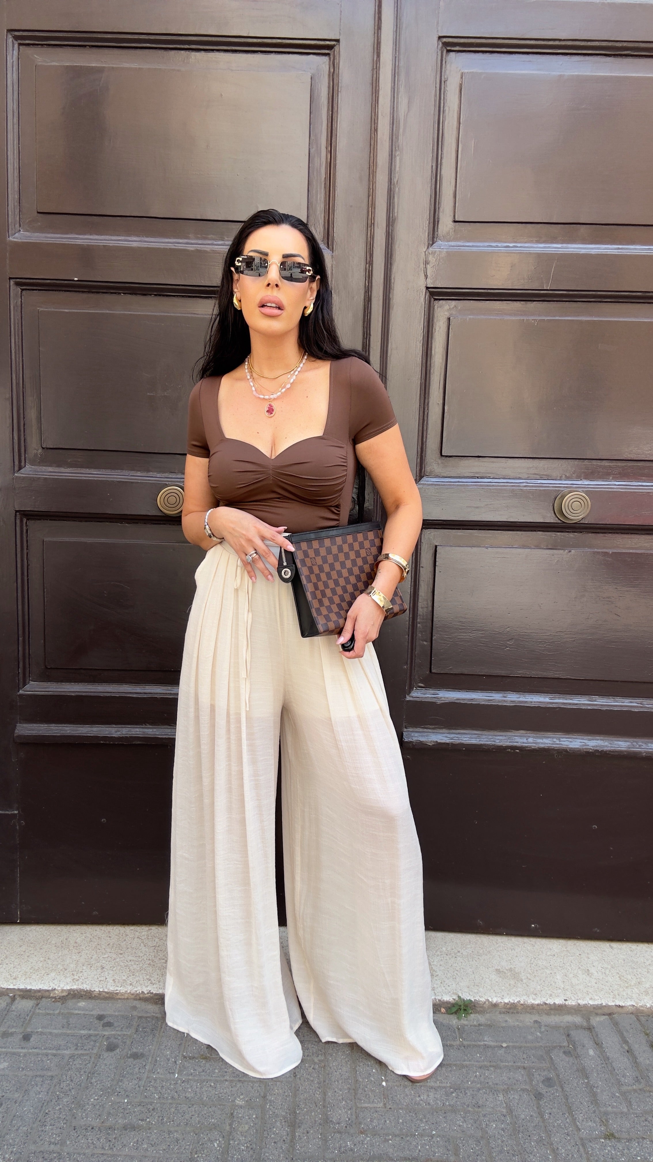 Pantaloni effetto lino