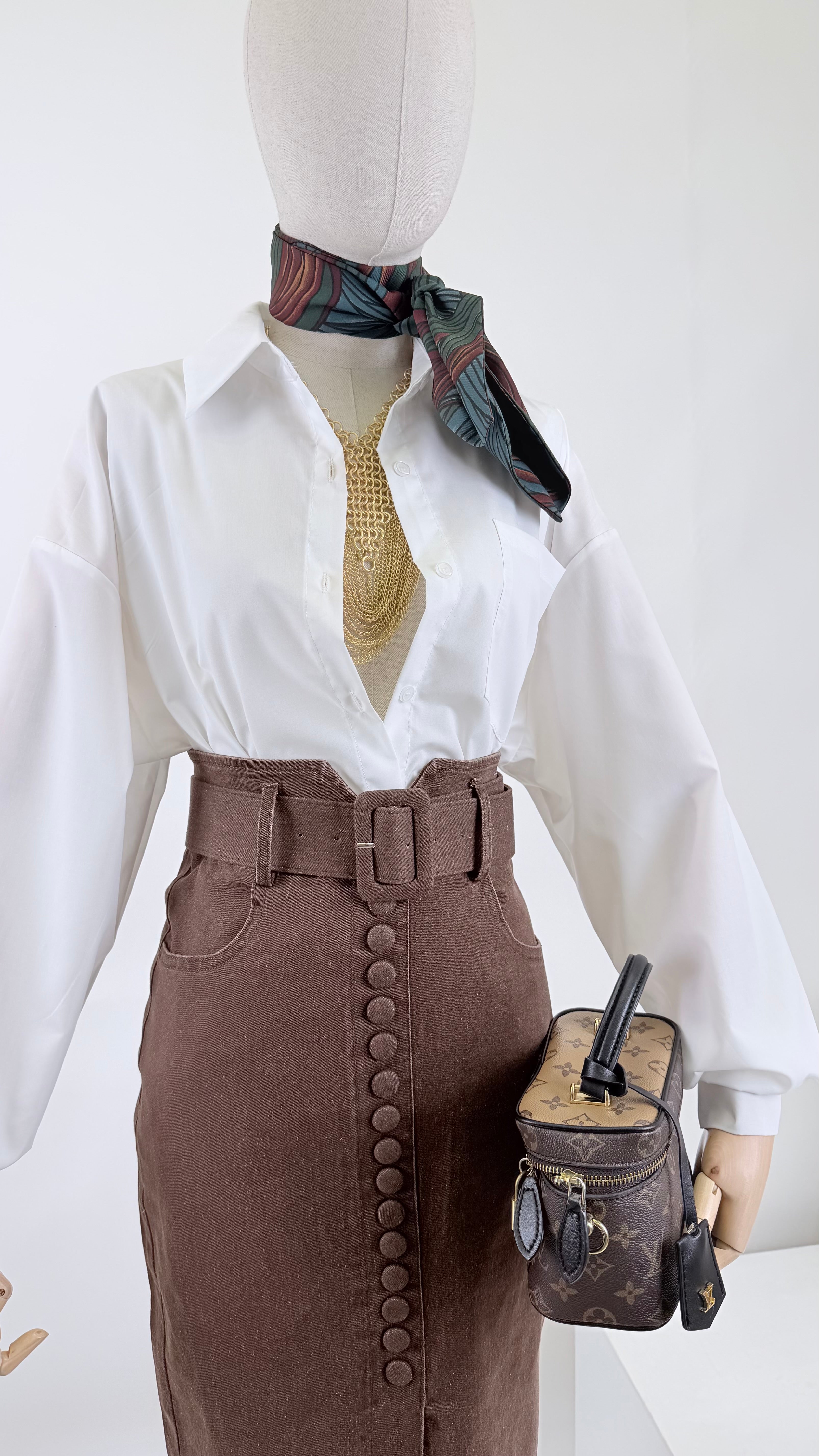 Longuette denim marrone