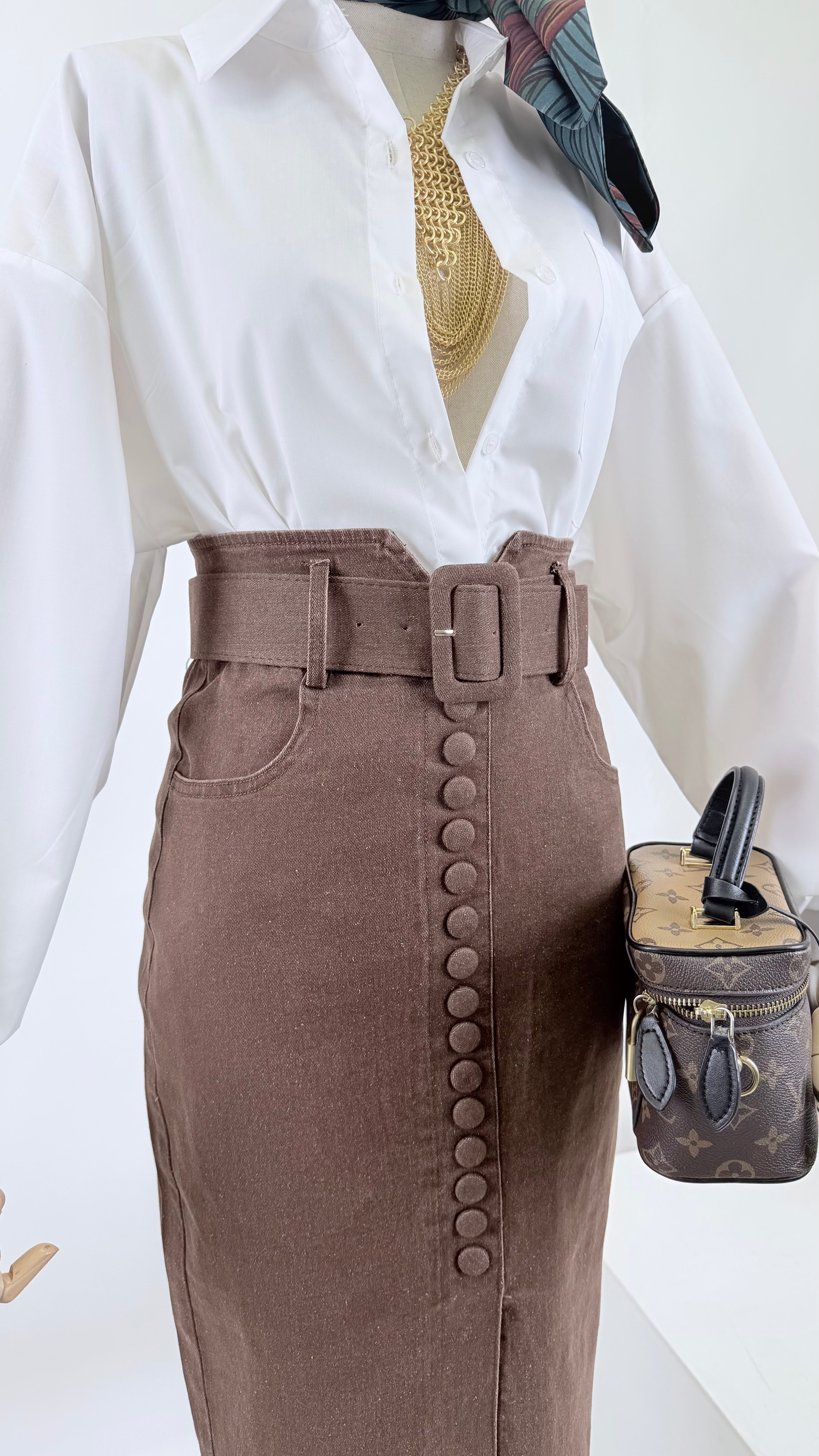 Longuette denim marrone