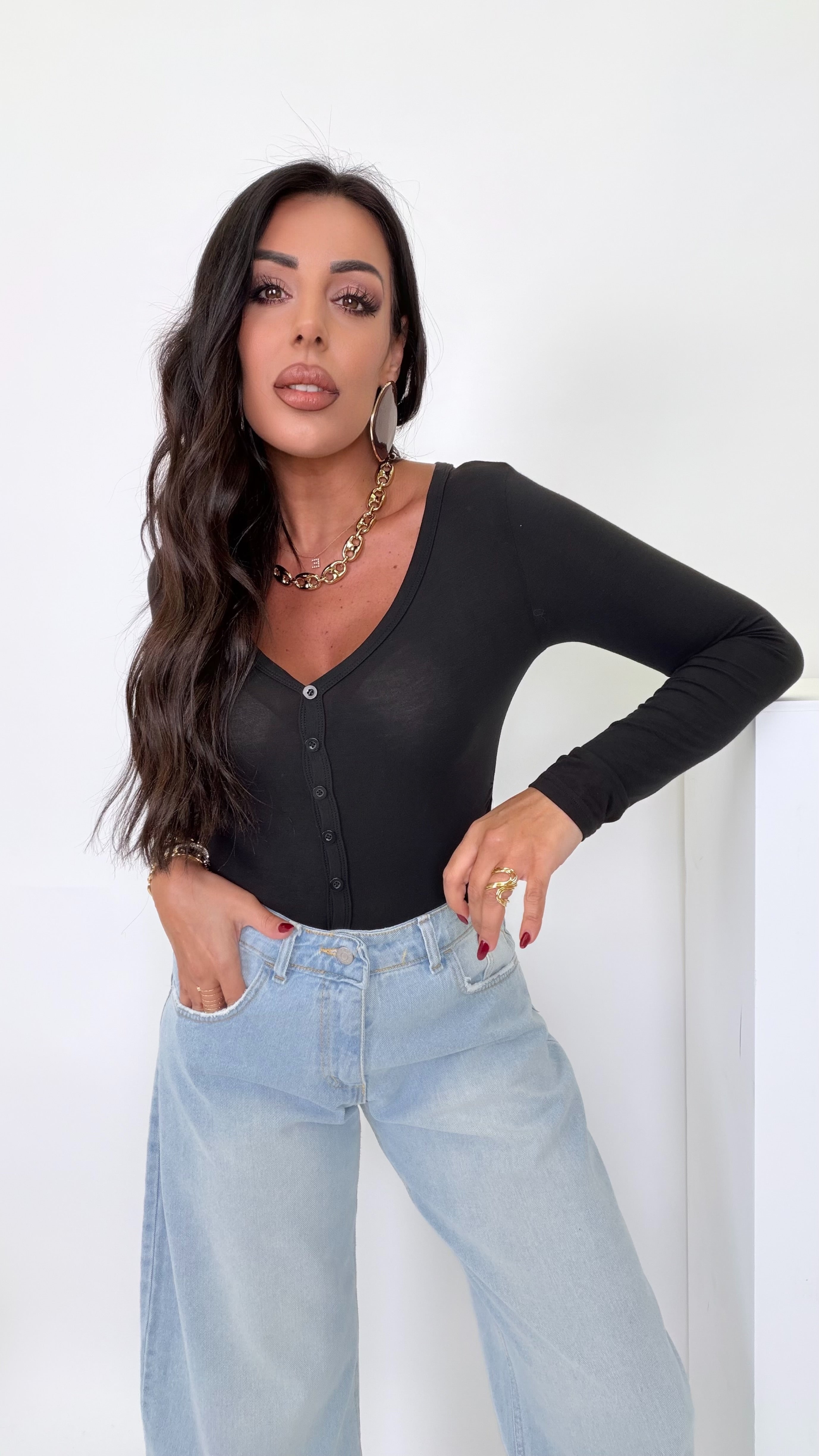 Maglia scollo a V in modal