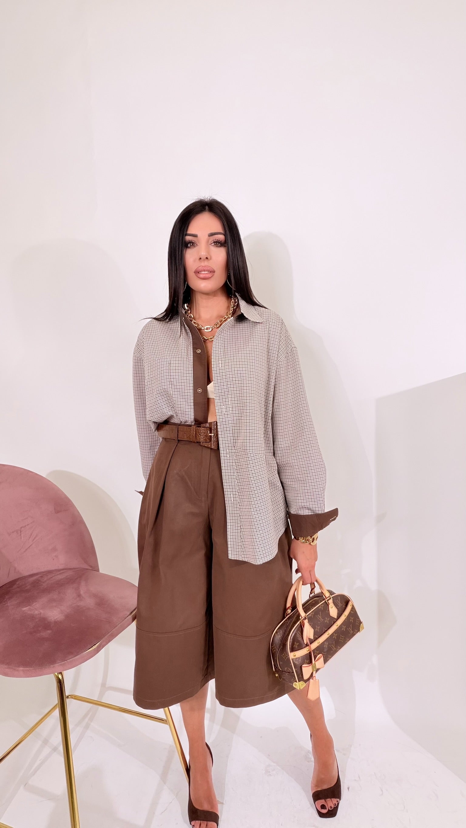 Camicia vichy marrone