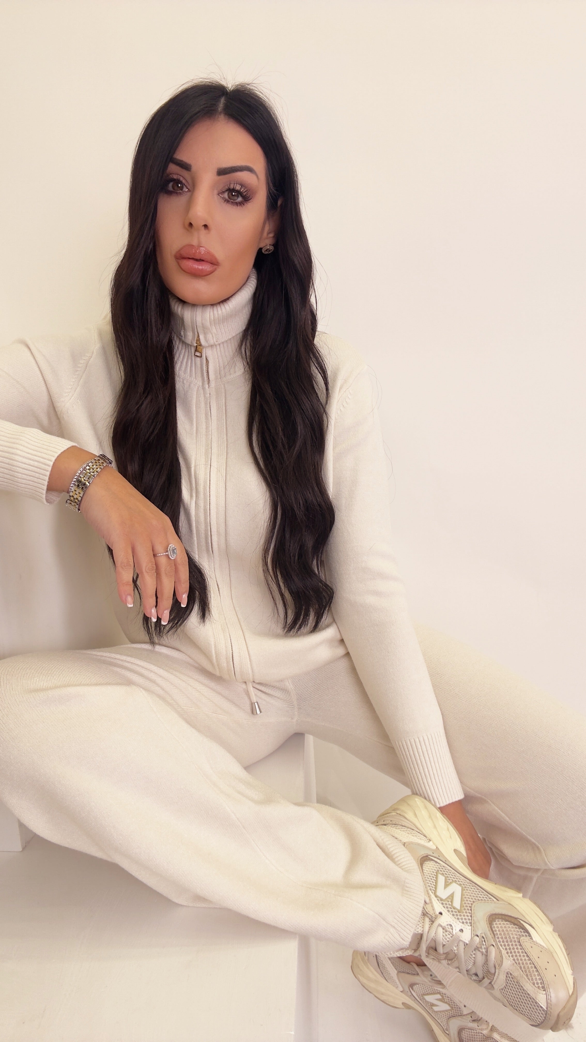 Coordinato in lana panna