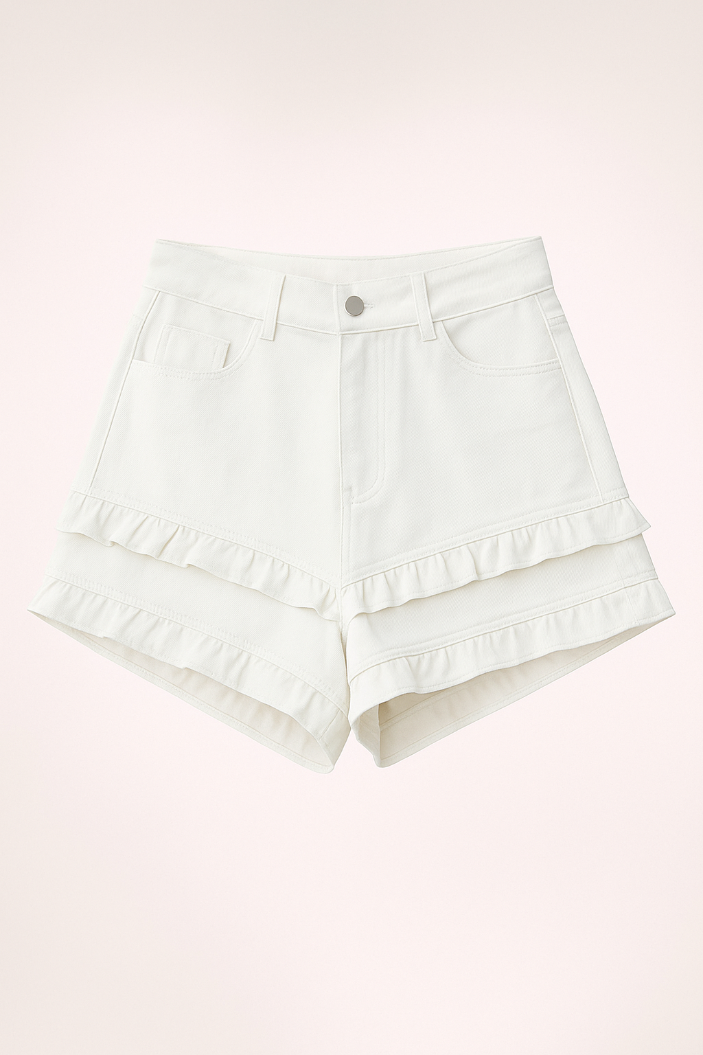 Shorts denim con rouches